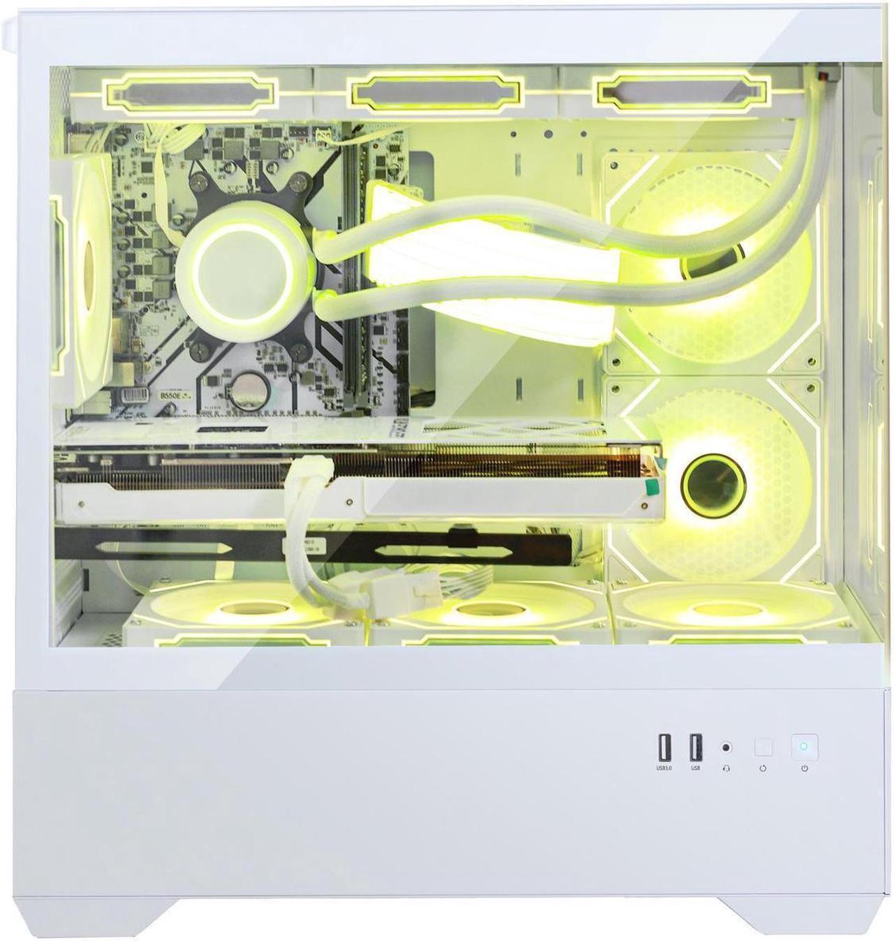 Alt view image 4 of 7 - Hoengager Ocean Park Gaming PC- AMD Ryzen 7 5700X 3.4 GHz  - RTX 4060 8G - 32GB DDR4 3200 MHz- 1TB M.2 +2TB SATA SSD -360mm AIO -RGB Fans -WiFi&Bluetooth Ready -Windows 11 Pro