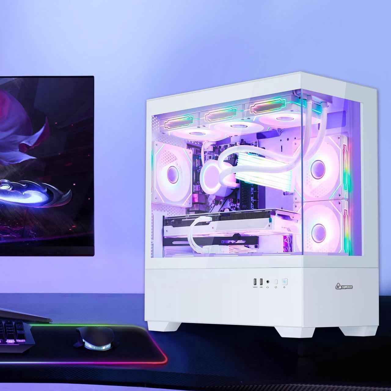 Alt view image 6 of 7 - Hoengager Ocean Park Gaming PC- AMD Ryzen 7 5700X 3.4 GHz  - RTX 4060 8G - 32GB DDR4 3200 MHz- 1TB M.2 +2TB SATA SSD -360mm AIO -RGB Fans -WiFi&Bluetooth Ready -Windows 11 Pro