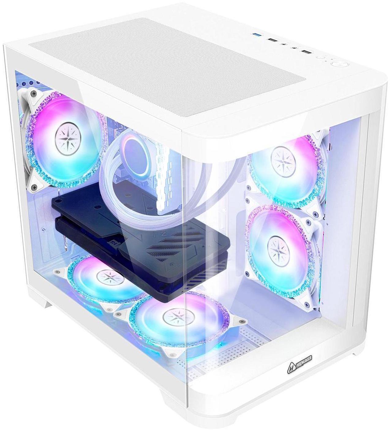 Alt view image 4 of 7 - Hoengager Poseidon Gaming Desktop PC - AMD Ryzen 5 5600X 6-Core 3.7GHz-NVIDIA GeForce RTX 3060 - 16GB DDR4 3200MHz RAM - 1T M.2 SSD- WIFI& Bluetooth -240 Liquid Cooler - Windows 11 Pro Computer-White