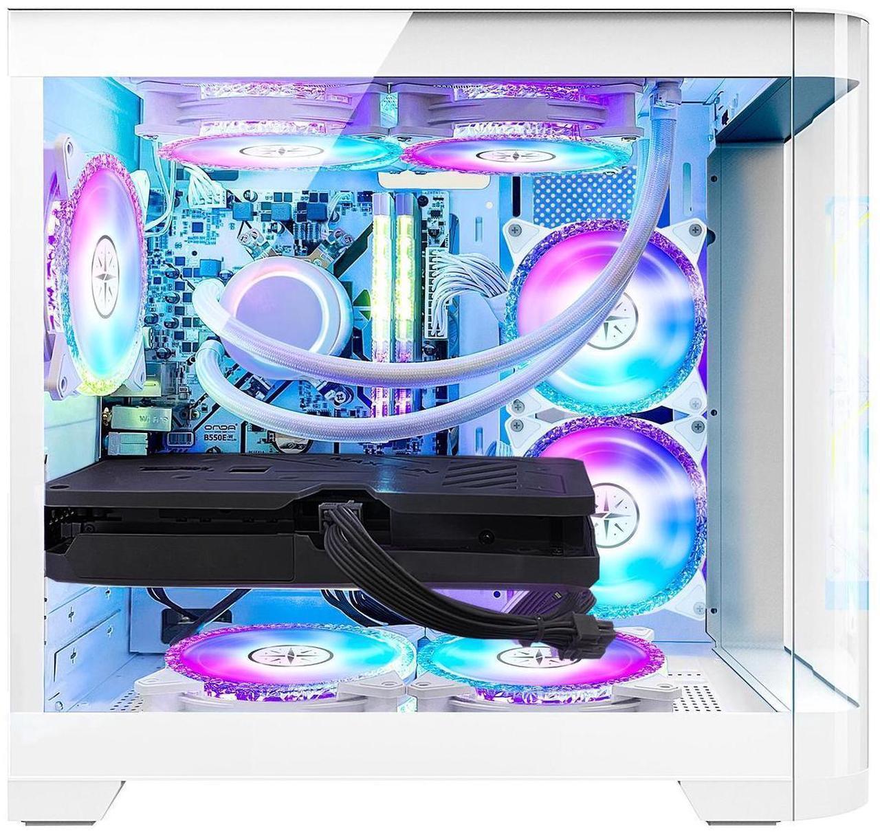 Alt view image 2 of 7 - Hoengager Poseidon Gaming Desktop PC - AMD Ryzen 5 5600X 6-Core 3.7GHz-NVIDIA GeForce RTX 3060 - 16GB DDR4 3200MHz RAM - 1T M.2 SSD- WIFI& Bluetooth -240 Liquid Cooler - Windows 11 Pro Computer-White