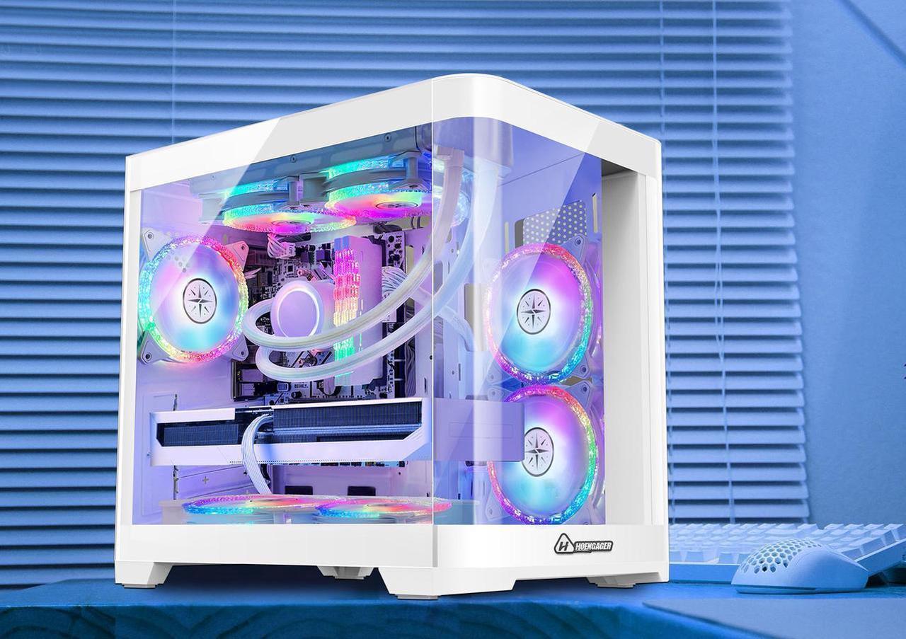 Alt view image 5 of 7 - Hoengager PoseidonGaming PC - AMD Ryzen 7 5700G 3.8GHz , Intel Arc B580 12GB, 32GB DDR4 RAM, 1TB PCIe +2TB SATA SSD, WiFi + BT, Windows 11 Pro -RGB Prebuilt Desktop