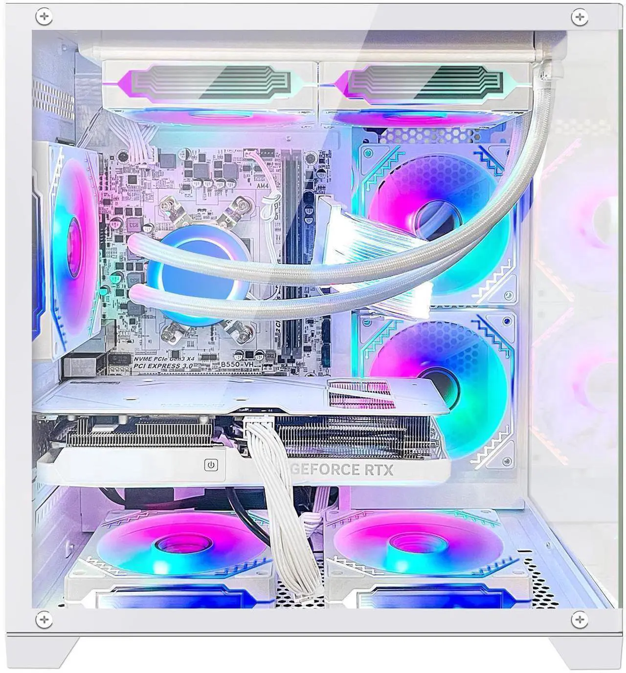 Alt view image 4 of 7 - Hoengager Gaming PC -AMD Ryzen 5 5600GT 3.6GHz - RTX 4060 8GB -32GB DDR4 RAM -1TB PCIe SSD -240 Liquid Cooler -WIFI &Bluetooth Ready -RGB Fans-Windows 11 Pro Desktop Computer