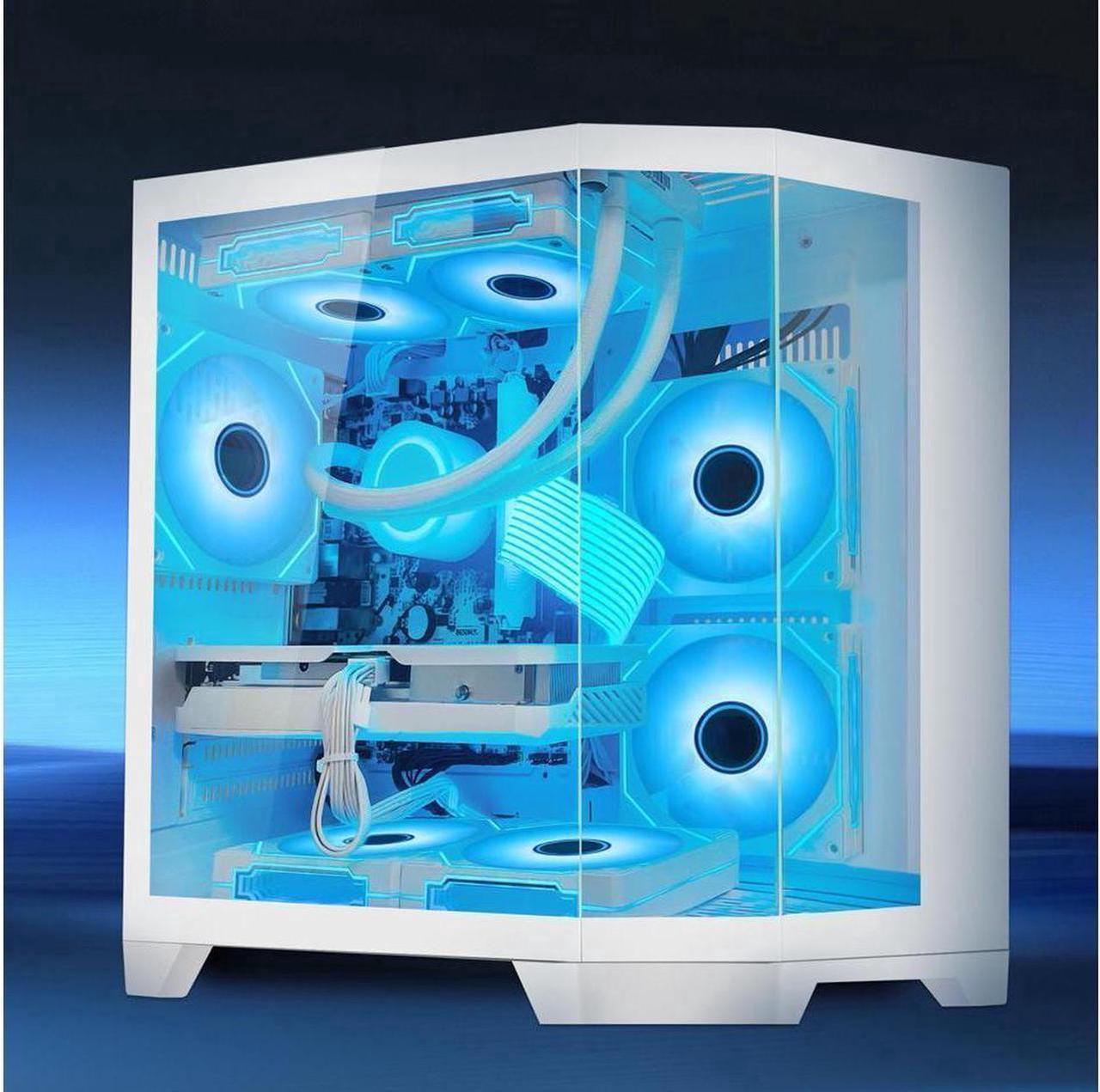 Alt view image 5 of 7 - Hoengager RTX 5070 12GB Gaming PC Desktop - AMD Ryzen 5 7600, 32GB DDR5 RAM, 1TB PCIe +1TB SATA SSD, WiFi + BT, Windows 11 Pro -RGB Prebuilt Computer -Ocean of Stars