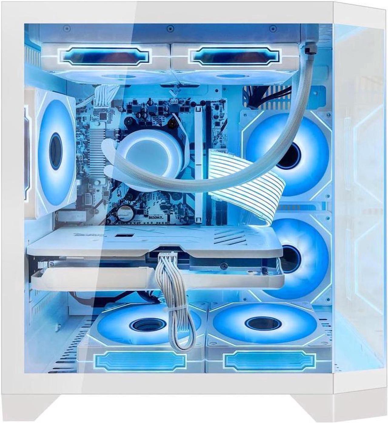Alt view image 2 of 7 - Hoengager RTX 5070 12GB Gaming PC Desktop - AMD Ryzen 5 7600, 32GB DDR5 RAM, 1TB PCIe +1TB SATA SSD, WiFi + BT, Windows 11 Pro -RGB Prebuilt Computer -Ocean of Stars