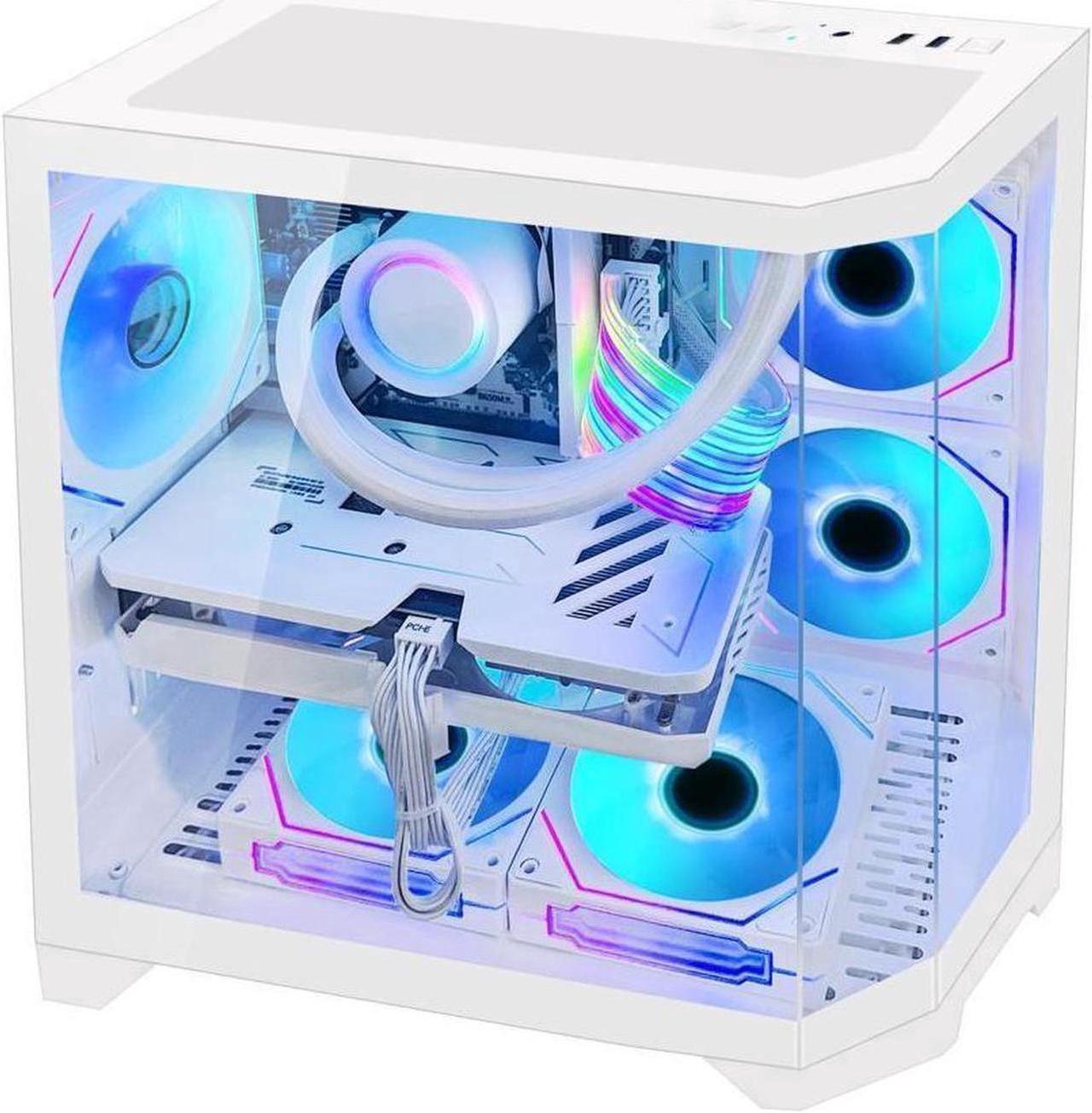 Alt view image 3 of 7 - Hoengager RTX 5070 12GB Gaming PC Desktop - AMD Ryzen 5 7600, 32GB DDR5 RAM, 1TB PCIe +1TB SATA SSD, WiFi + BT, Windows 11 Pro -RGB Prebuilt Computer -Ocean of Stars