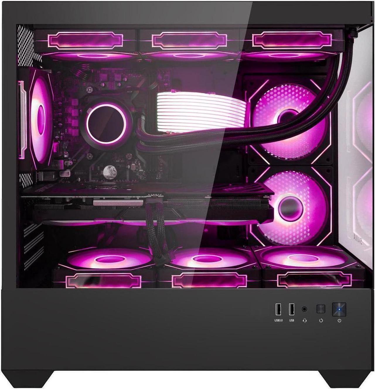 Alt view image 2 of 7 - Hoengager RTX 5070 12GB Gaming PC Desktop - AMD Ryzen 7 5700G 3.8GHz , 16GB DDR4 RAM, 1TB PCIe SSD, WiFi + BT, Windows 11 Pro -RGB Prebuilt Computer