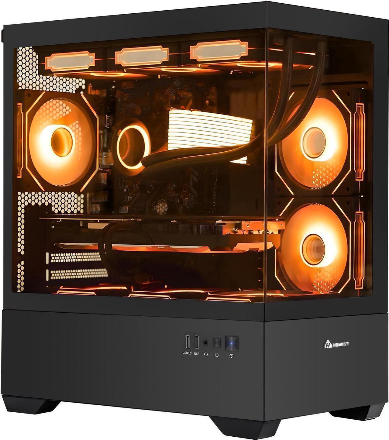 Alt view image 3 of 7 - Hoengager RTX 5070 12GB Gaming PC Desktop - AMD Ryzen 7 5700G 3.8GHz , 16GB DDR4 RAM, 1TB PCIe SSD, WiFi + BT, Windows 11 Pro -RGB Prebuilt Computer