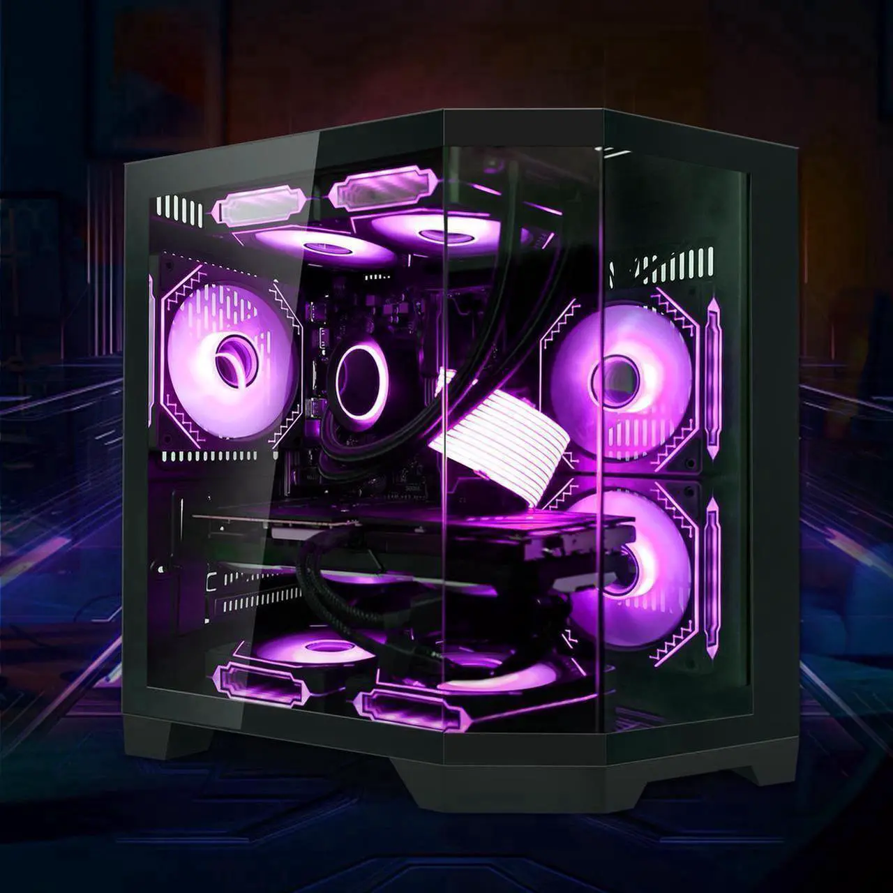 Alt view image 5 of 7 - HoengagerGaming PC - AMD Ryzen 7 7700, Intel Arc B580 12GB, 32GB DDR5 RAM, 1TB PCIe SSD, WiFi + BT, Windows 11 Pro -RGB Prebuilt Desktop