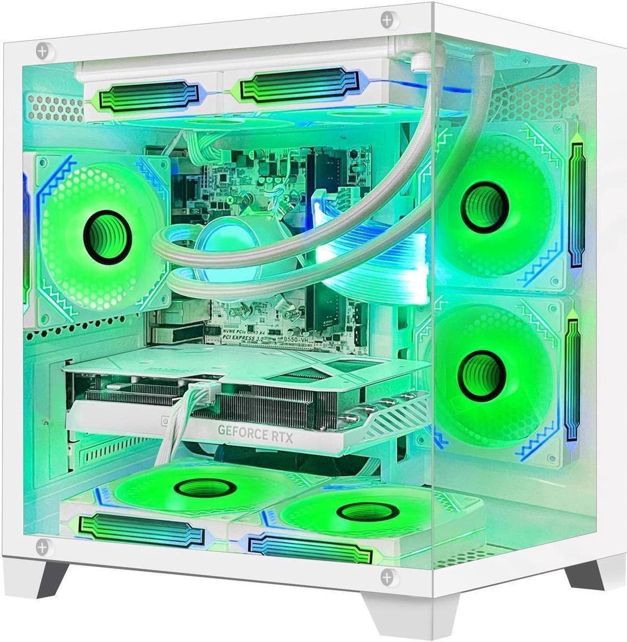 Alt view image 4 of 7 - Hoengager Gaming PC AMD Ryzen 7 5700G 8-Core 3.8 GHz,GeForce RTX 5060 TI 8GB, 16GB DDR4 RAM 3200MHz,1TB PCIe +1TB SATA SSD, WIFI&Bluetooth Windows 11 Pro-White
