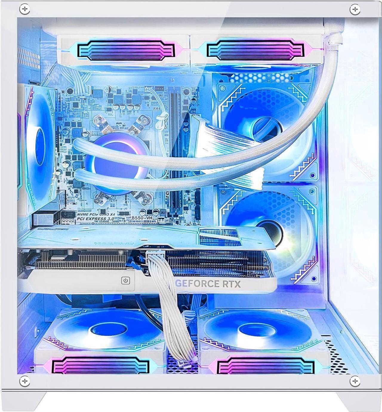 Alt view image 5 of 7 - Hoengager Gaming PC AMD Ryzen 7 5700G 8-Core 3.8 GHz,GeForce RTX 5060 TI 8GB, 16GB DDR4 RAM 3200MHz,1TB PCIe +1TB SATA SSD, WIFI&Bluetooth Windows 11 Pro-White