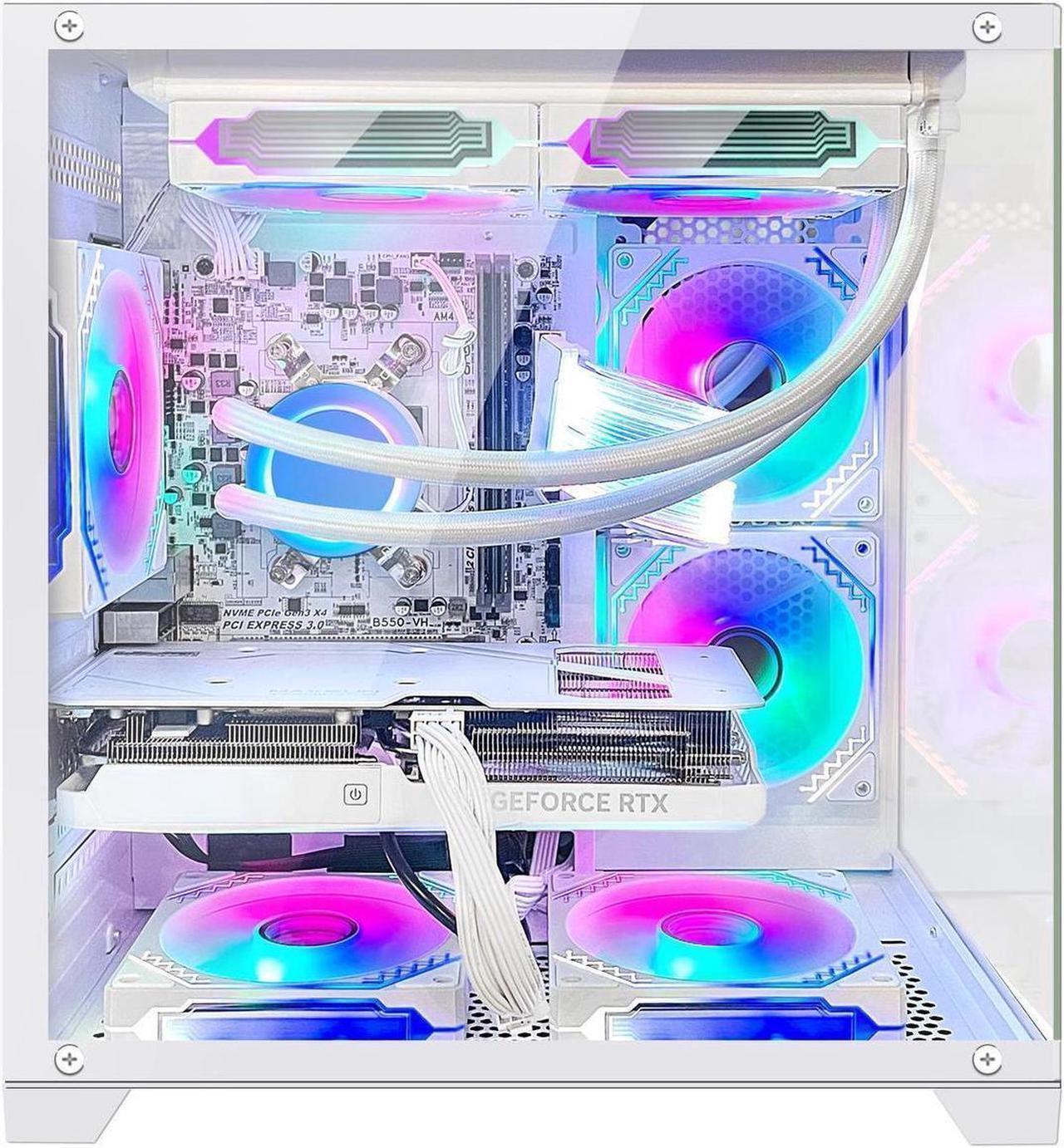 Alt view image 2 of 7 - Hoengager Gaming PC AMD Ryzen 7 5700G 8-Core 3.8 GHz,GeForce RTX 5060 TI 8GB, 16GB DDR4 RAM 3200MHz,1TB PCIe +1TB SATA SSD, WIFI&Bluetooth Windows 11 Pro-White