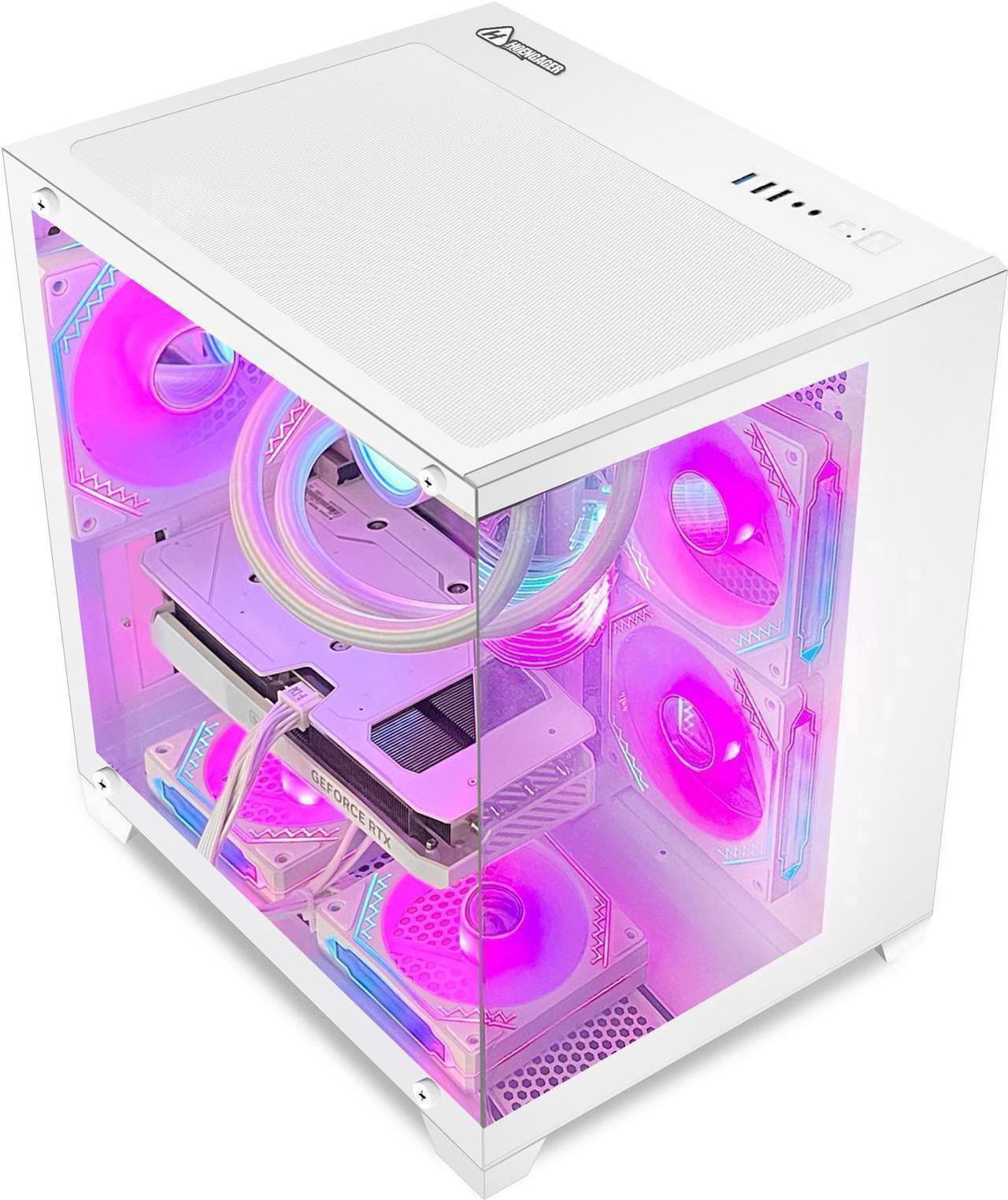Alt view image 3 of 7 - Hoengager Gaming PC AMD Ryzen 7 5700G 8-Core 3.8 GHz,GeForce RTX 5060 TI 8GB, 16GB DDR4 RAM 3200MHz,1TB PCIe +1TB SATA SSD, WIFI&Bluetooth Windows 11 Pro-White