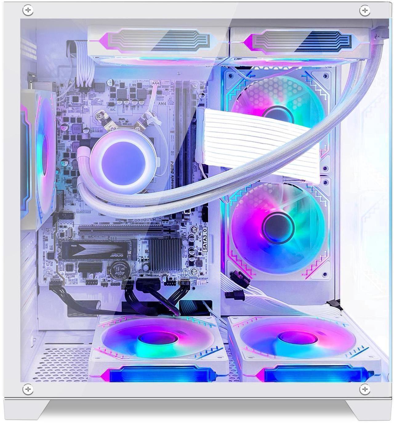 Alt view image 2 of 7 - Hoengager AMD Ryzen 5 5600GT,32GB DDR4 3200MHz,1TB M.2 +2TB SATA SSD,WiFi& Bluetooth, Windows 11 Pro Gaming Desktop PC-White