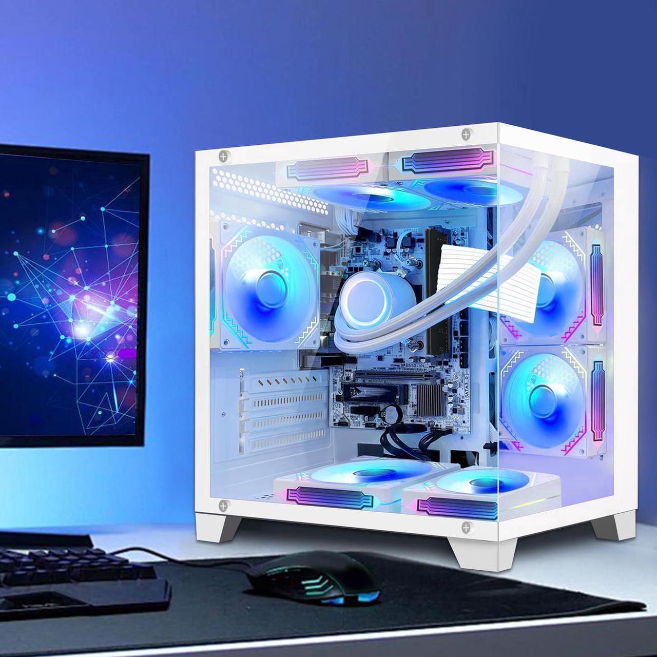 Alt view image 5 of 7 - Hoengager AMD Ryzen 5 5600GT,32GB DDR4 3200MHz,1TB M.2 +2TB SATA SSD,WiFi& Bluetooth, Windows 11 Pro Gaming Desktop PC-White