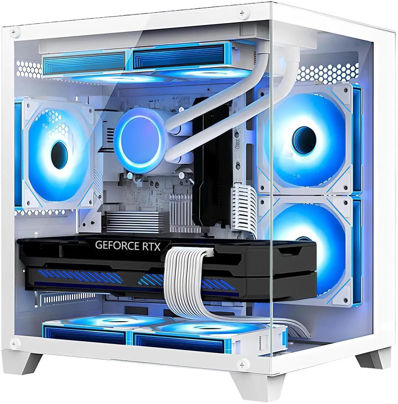 Main image of Hoengager Gaming PC -AMD Ryzen 5 5500 3.6 GHz-RTX 2060 6G GDDR6 -16GB DDR4 RAM -1TB PCIe SSD -240 Liquid Cooler -WIFI &Bluetooth Ready -RGB Fans-Windows 11 Pro Desktop Computer-White