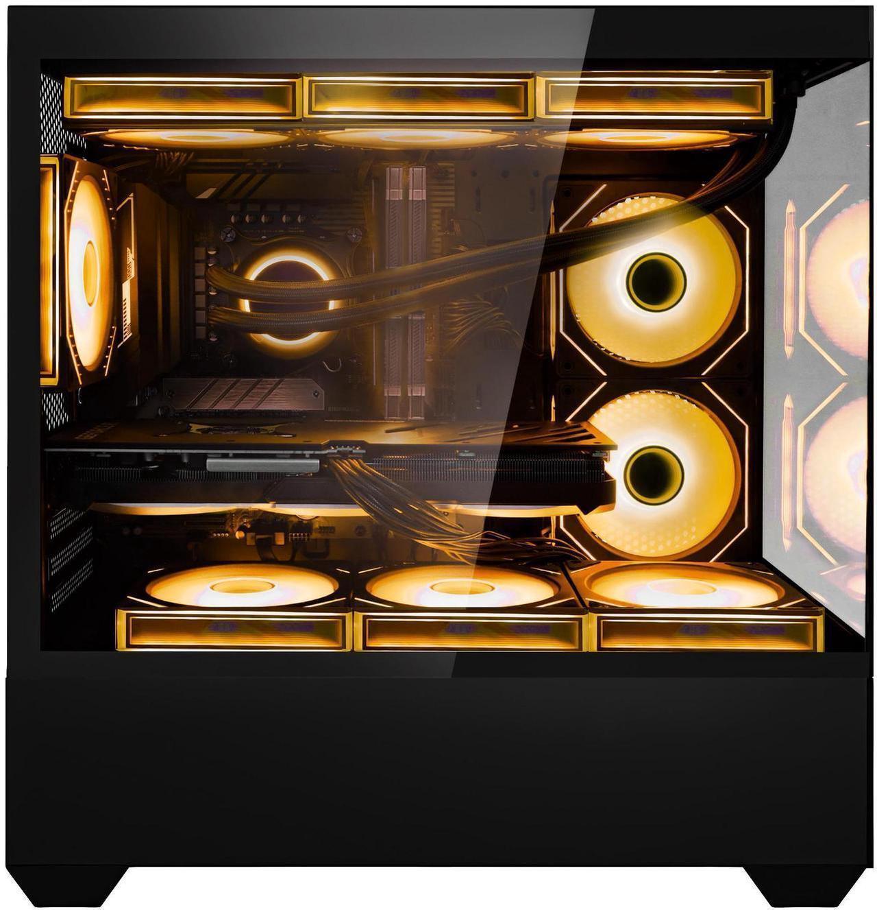 Alt view image 3 of 7 - Hoengager Sunshine RTX 5070 12GB Gaming PC Desktop - Intel Core i7-13700K, 32GB DDR5 RAM 6000MHz, 1TB PCIe SSD, WiFi + BT, Windows 11 Pro -RGB Prebuilt Computer