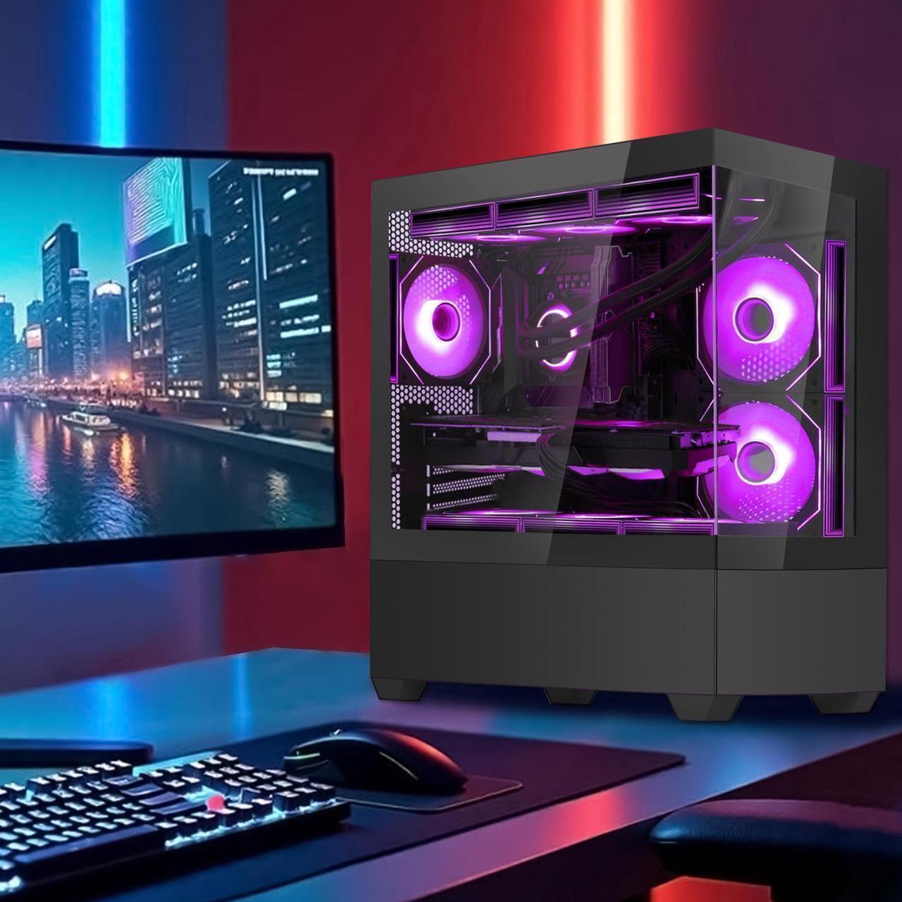 Alt view image 7 of 7 - Hoengager Sunshine RTX 5070 12GB Gaming PC Desktop - Intel Core i7-13700K, 32GB DDR5 RAM 6000MHz, 1TB PCIe SSD, WiFi + BT, Windows 11 Pro -RGB Prebuilt Computer