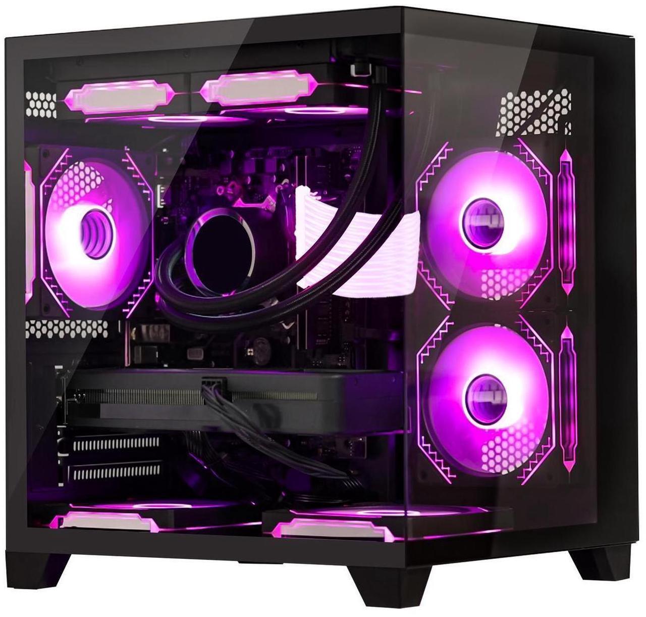 Alt view image 2 of 7 - Hoengager RTX 5070 12GB Gaming PC Desktop - AMD Ryzen 7 5700X3D, 32GB DDR4 RAM, 1TB PCIe SSD, WiFi + BT, Windows 11 Pro -RGB Prebuilt Computer