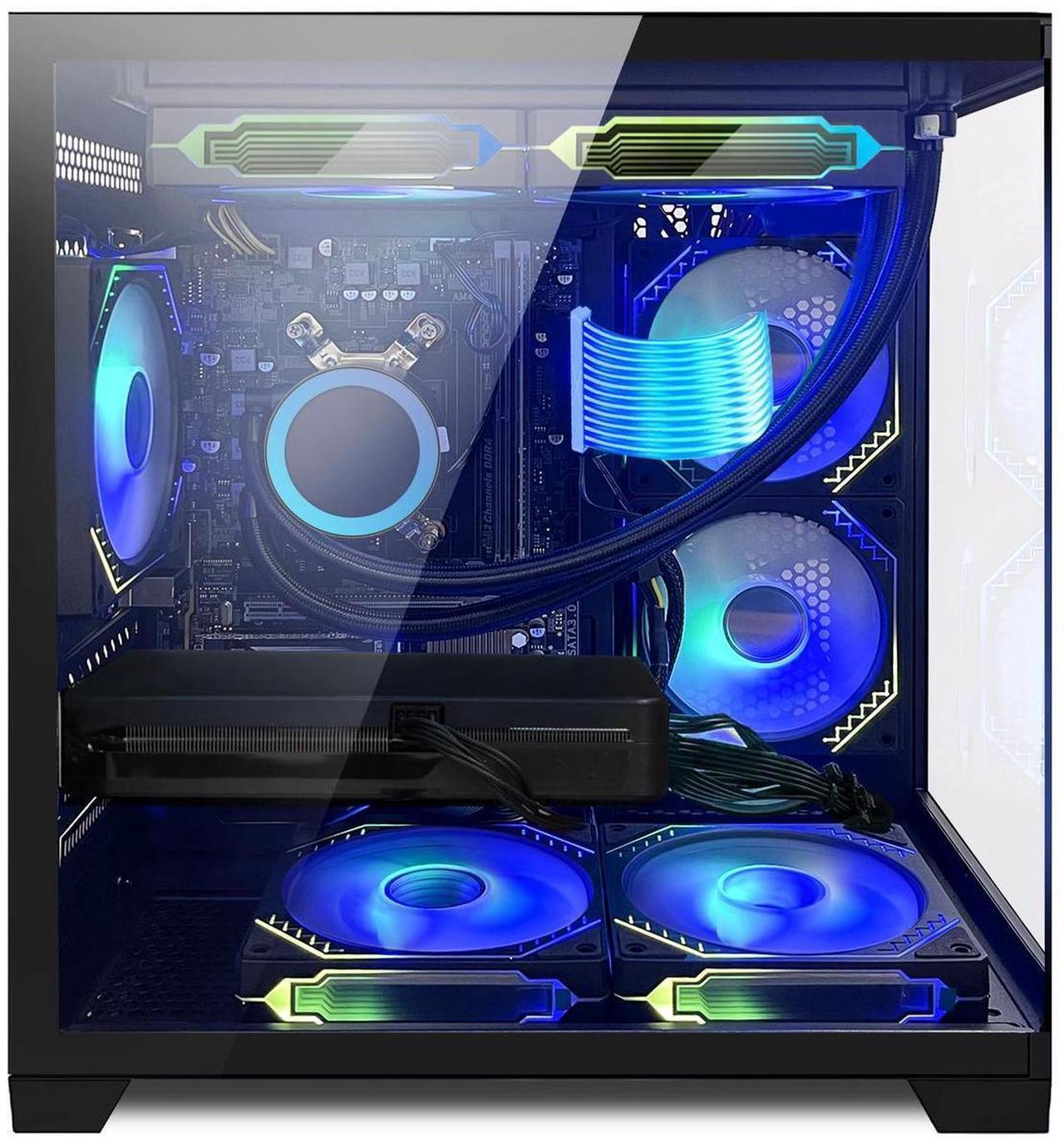 Alt view image 5 of 7 - Hoengager RTX 5070 12GB Gaming PC Desktop - AMD Ryzen 7 5700X3D, 32GB DDR4 RAM, 1TB PCIe SSD, WiFi + BT, Windows 11 Pro -RGB Prebuilt Computer