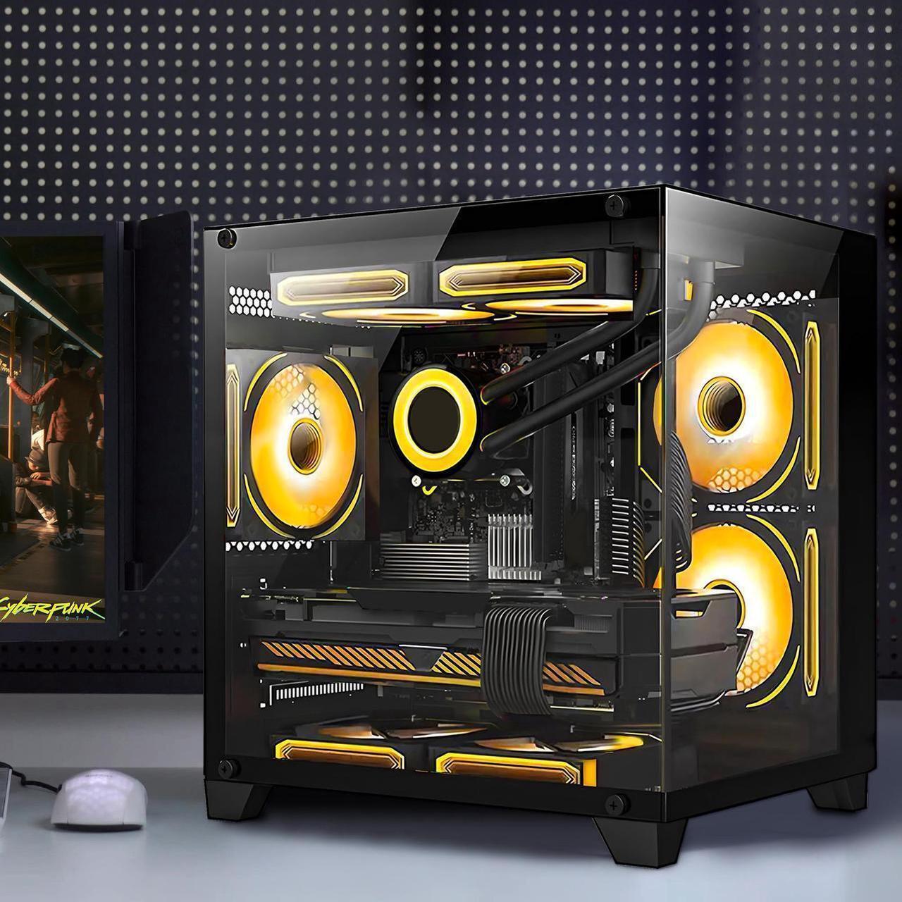 Alt view image 7 of 7 - Hoengager RTX 5070 12GB Gaming PC Desktop - AMD Ryzen 7 5700X3D, 32GB DDR4 RAM, 1TB PCIe SSD, WiFi + BT, Windows 11 Pro -RGB Prebuilt Computer