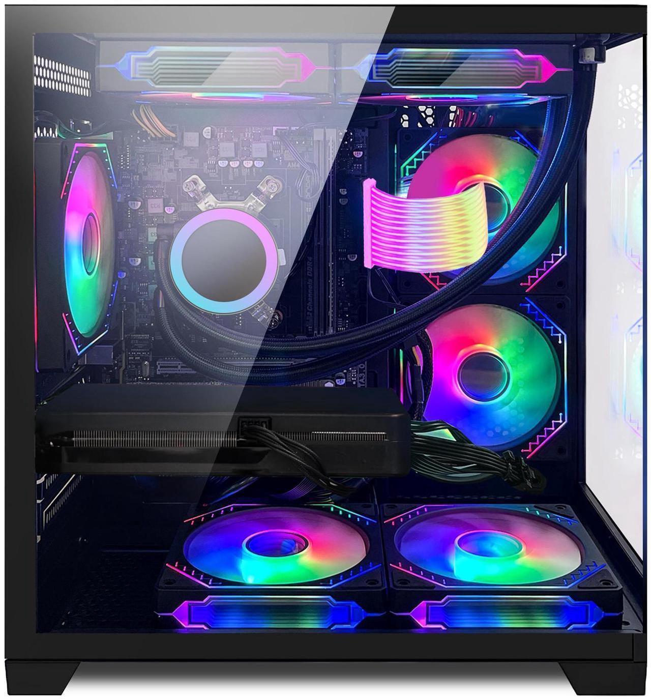 Alt view image 3 of 7 - Hoengager RTX 5070 12GB Gaming PC Desktop - AMD Ryzen 7 5700X3D, 32GB DDR4 RAM, 1TB PCIe SSD, WiFi + BT, Windows 11 Pro -RGB Prebuilt Computer