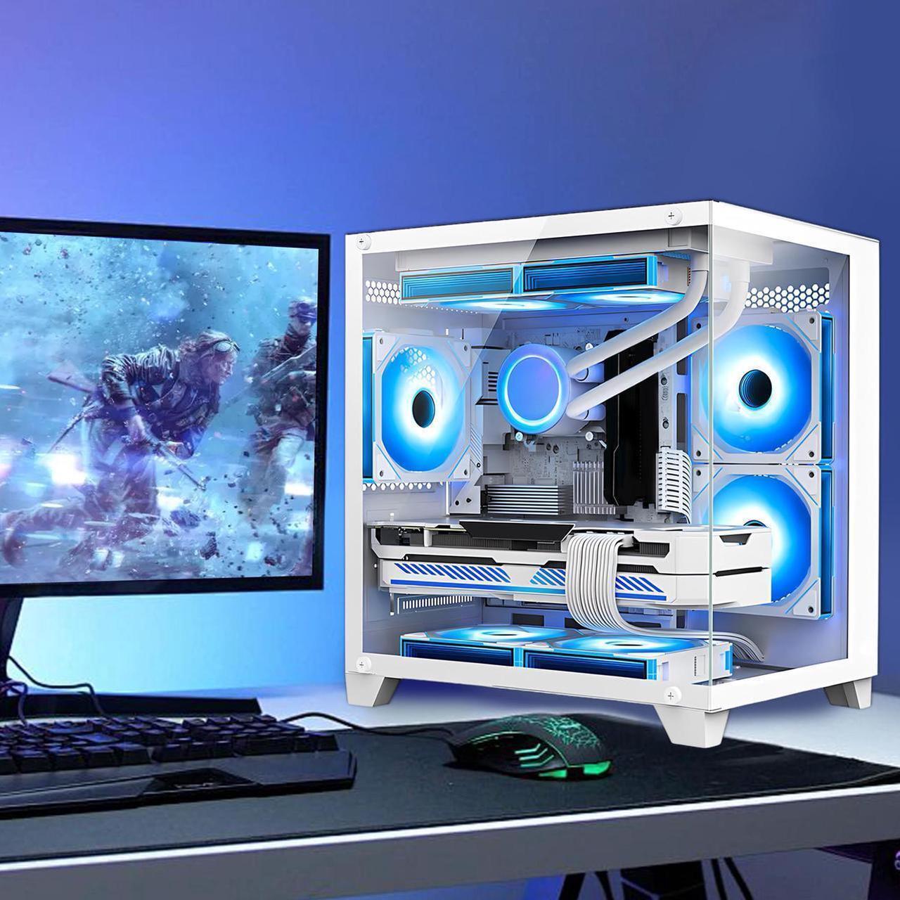 Alt view image 7 of 7 - HoengagerGaming PC - AMD Ryzen 5 5600X , Intel Arc B580 12GB, 16GB DDR4 RAM, 1TB PCIe +2TB SATA SSD, WiFi + BT, Windows 11 Pro -RGB Prebuilt Desktop