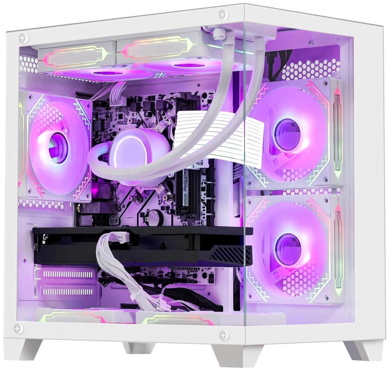 Alt view image 3 of 7 - H.E. Gaming PC -AMD Ryzen 7 5700X 3.4 GHz- RX 6500XT 4GB-32GB DDR4 RAM-1TB M.2 +2TB SATA SSD-240 Liquid Cooler -WIFI &Bluetooth -RGB Fans-Windows 11 Pro Desktop Computer-White
