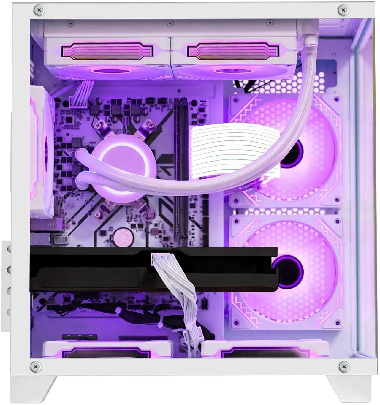 Alt view image 5 of 7 - H.E. Gaming PC -AMD Ryzen 7 5700X 3.4 GHz- RX 6500XT 4GB-32GB DDR4 RAM-1TB M.2 +2TB SATA SSD-240 Liquid Cooler -WIFI &Bluetooth -RGB Fans-Windows 11 Pro Desktop Computer-White