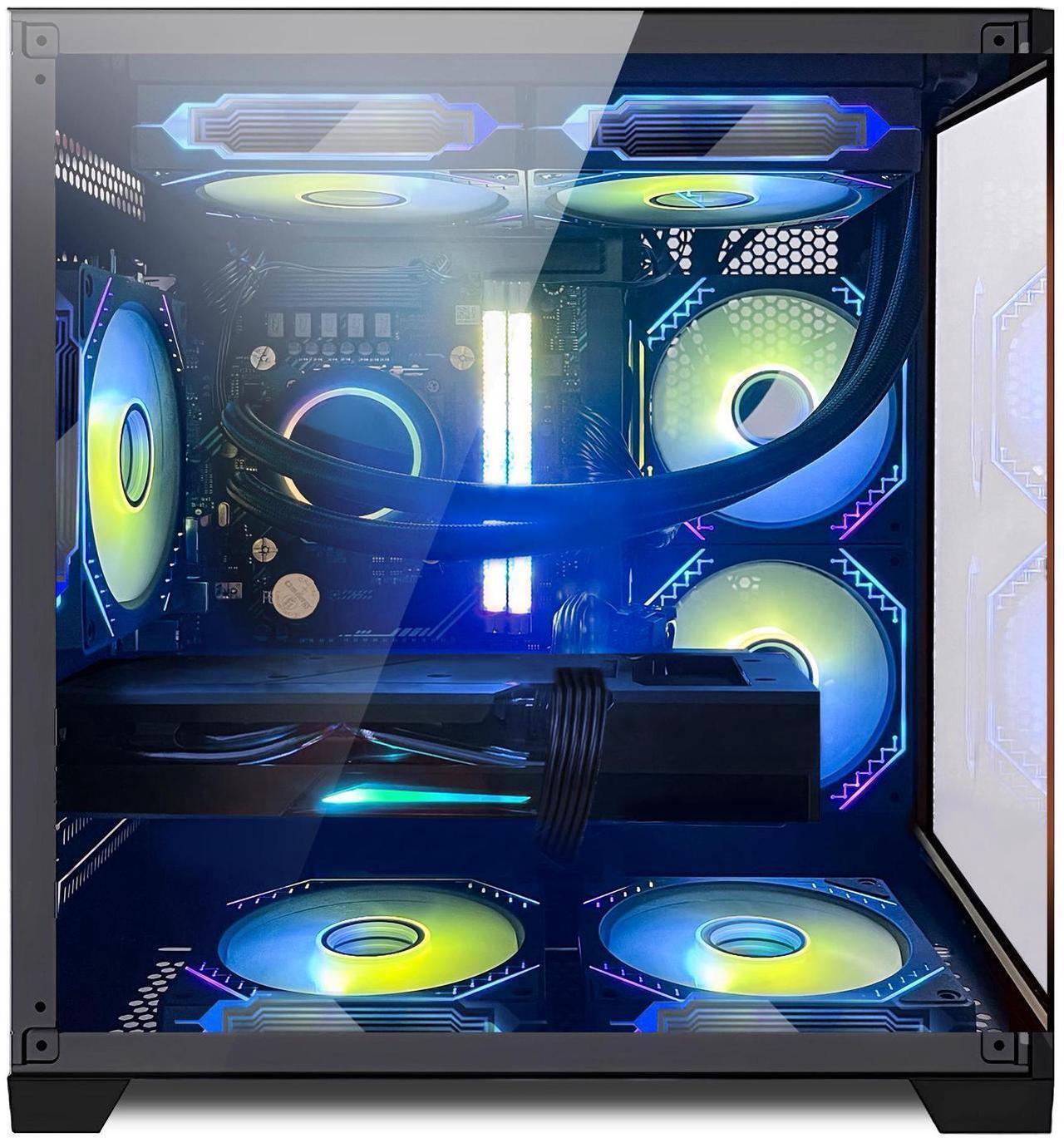 Alt view image 6 of 7 - Hoengager Gaming PC - Intel i5 12400F 6-Core up to 4.4 Ghz - GeForce RTX 4060 8GB - 32GB DDR4 3200MHz - 1TB PCIe SSD - Adjustable RGB Fans- Windows 11 Pro -Black