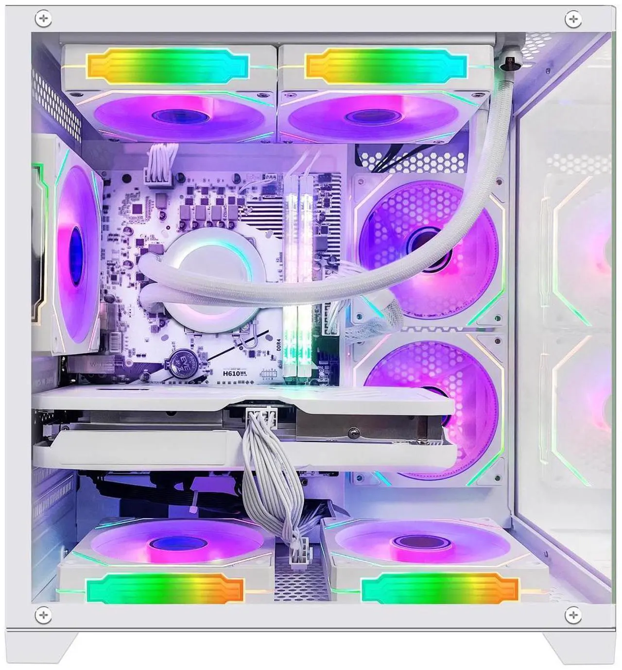 Alt view image 4 of 7 - Hoengager RTX 5070 12GB Gaming PC Desktop - Intel Core i5-12400F, 16GB DDR4 RAM, 1TB PCIe SSD, WiFi + BT, Windows 11 Pro -RGB Prebuilt Computer