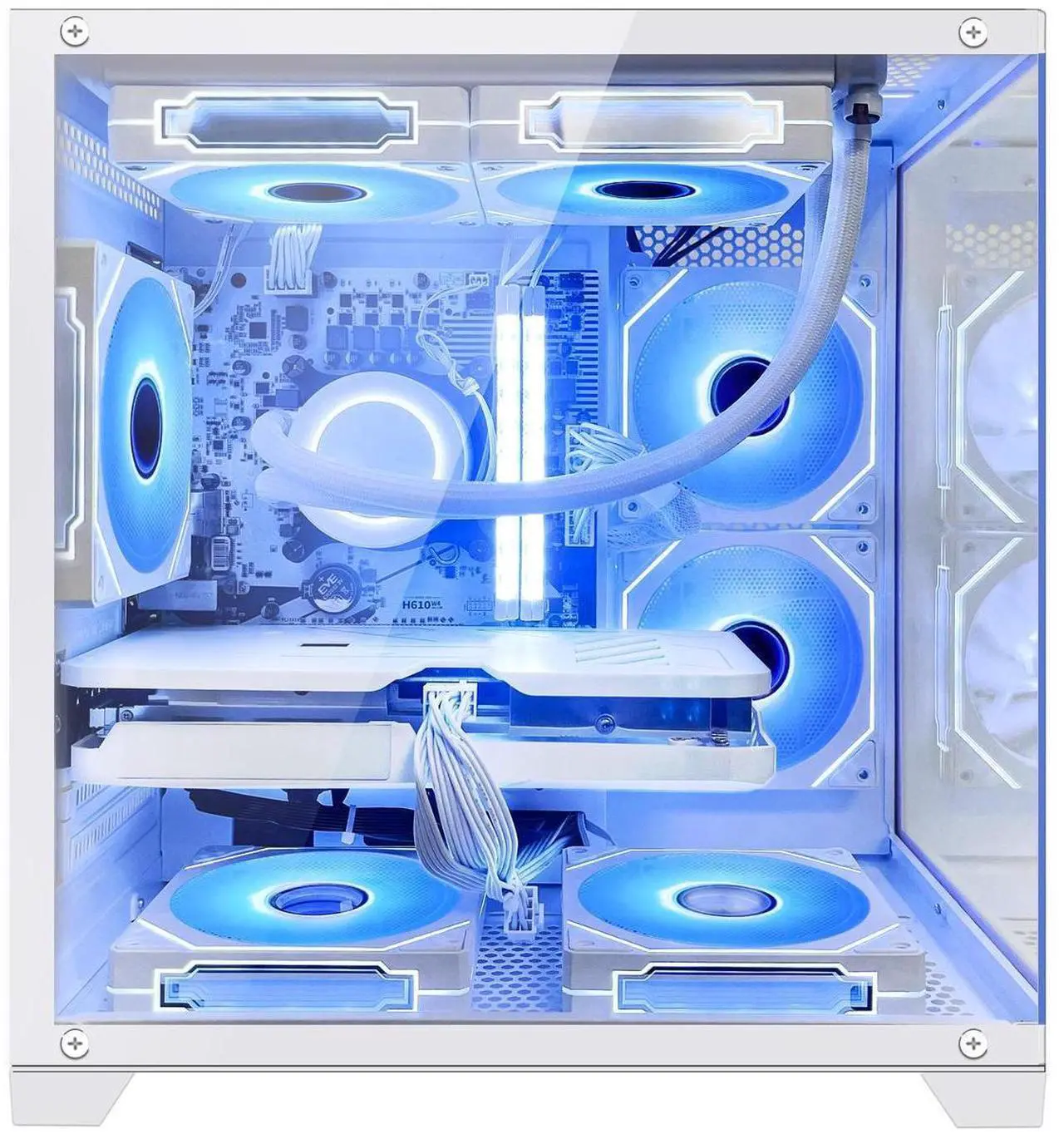Alt view image 3 of 7 - Hoengager RTX 5070 12GB Gaming PC Desktop - Intel Core i5-12400F, 16GB DDR4 RAM, 1TB PCIe SSD, WiFi + BT, Windows 11 Pro -RGB Prebuilt Computer