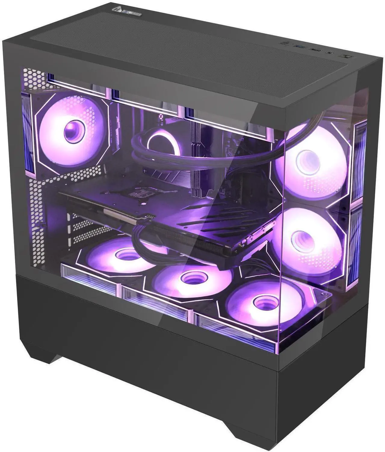 Alt view image 4 of 7 - Hoengager Gaming PC -Intel Core i5-13600KF  14-Core 3.5 GHz-RTX 5060 Ti 16G -32GB  DDR5 6000MHz RAM-1TB PCIe +2TB SATA SSD -WIFI &Bluetooth -RGB Fans-Windows 11 Pro Desktop Computer-Black