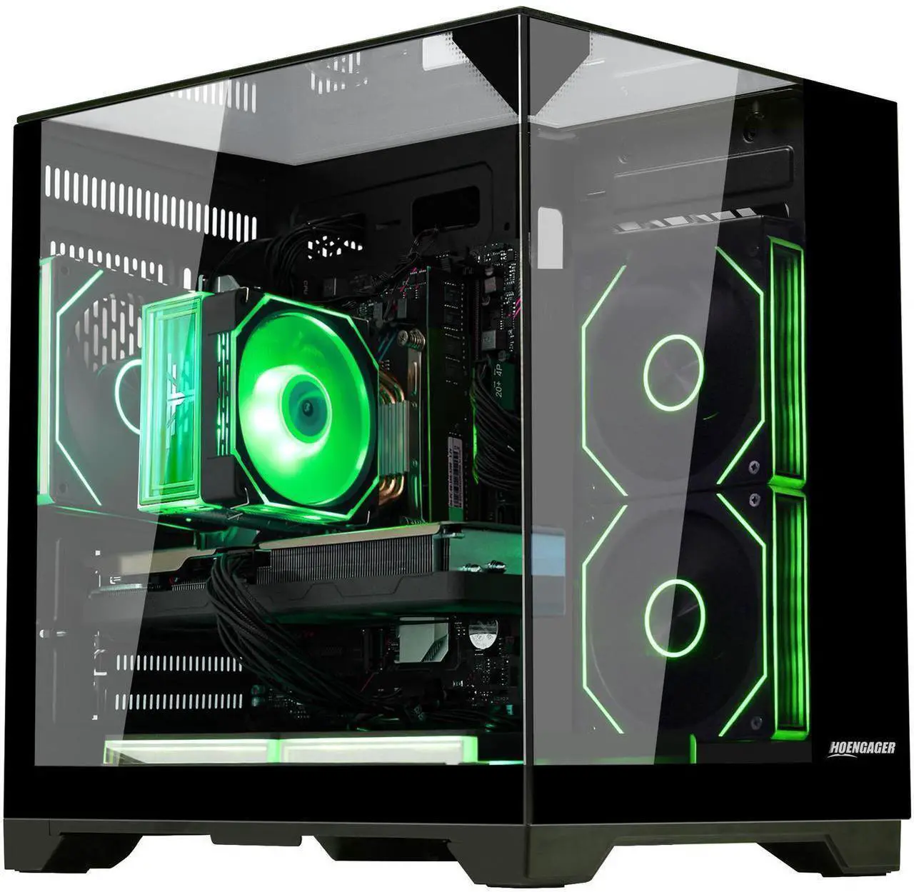 Main image of Hoengager Horizon Gaming PC -AMD Ryzen 7 5700G 8-Core 3.8 GHz-RTX 5060 8GB -32GB DDR4 RAM-1TB PCIe SSD -WIFI &Bluetooth -RGB Fans-Windows 11 Pro Desktop Computer-Black