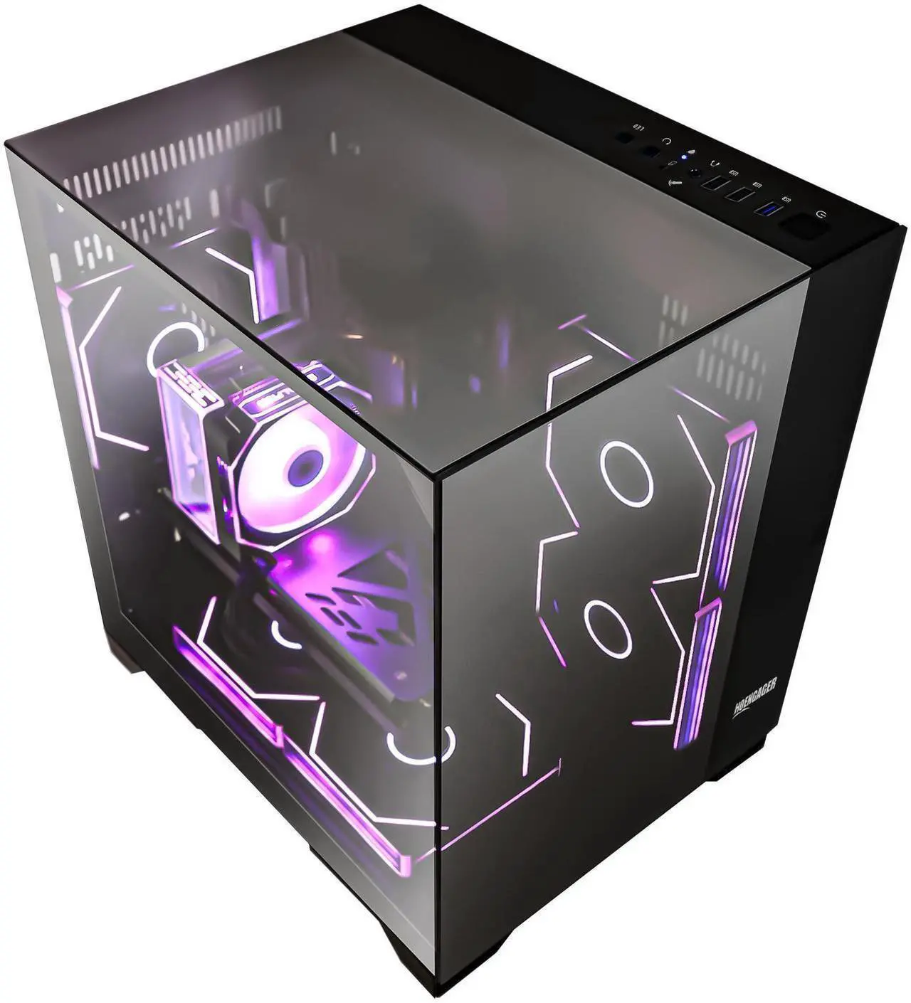 Alt view image 4 of 7 - Hoengager Horizon Gaming PC -AMD Ryzen 7 5700G 8-Core 3.8 GHz-RTX 5060 8GB -32GB DDR4 RAM-1TB PCIe SSD -WIFI &Bluetooth -RGB Fans-Windows 11 Pro Desktop Computer-Black