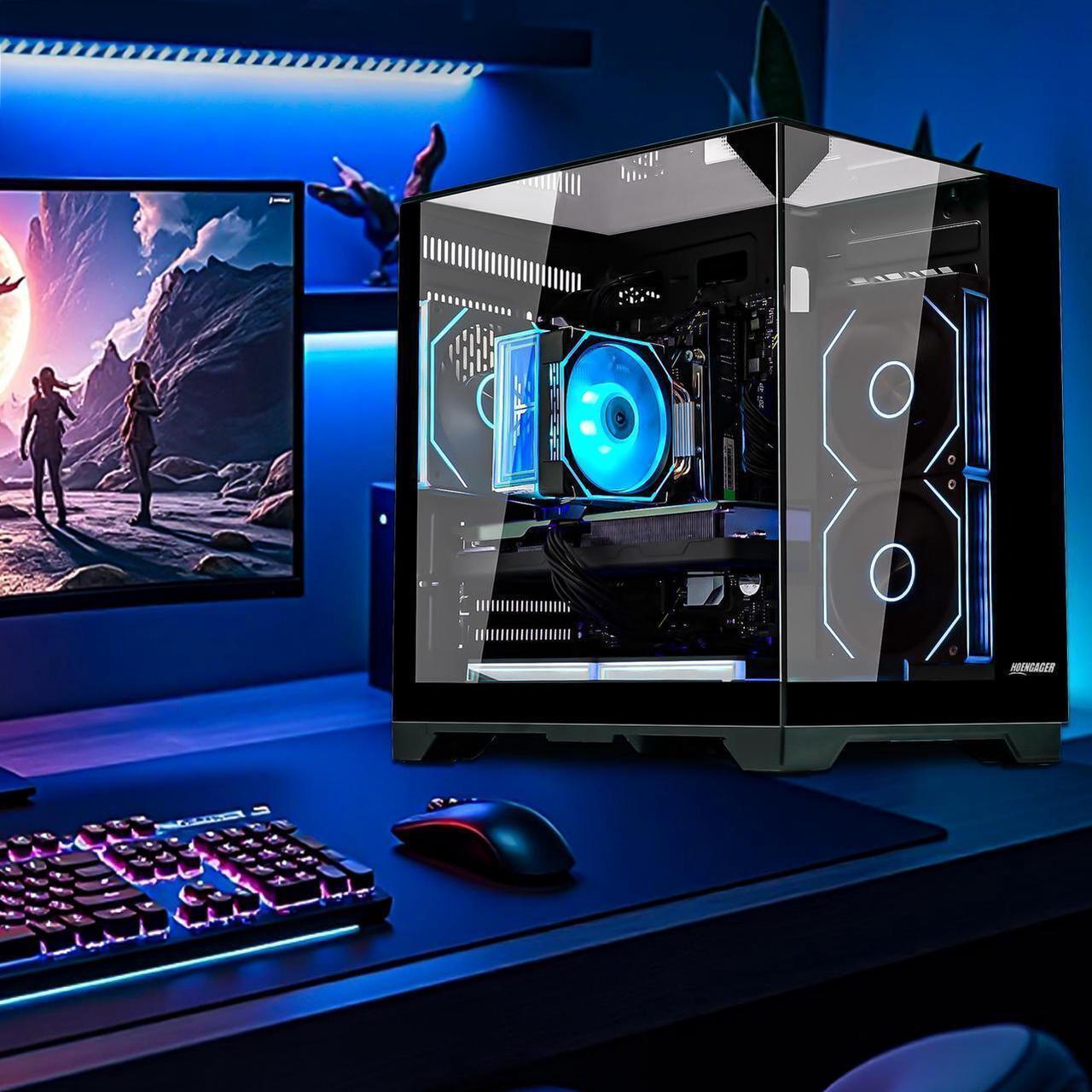Alt view image 6 of 7 - Hoengager Horizon Gaming PC -AMD Ryzen 7 5700G 8-Core 3.8 GHz-RTX 5060 8GB -32GB DDR4 RAM-1TB PCIe SSD -WIFI &Bluetooth -RGB Fans-Windows 11 Pro Desktop Computer-Black