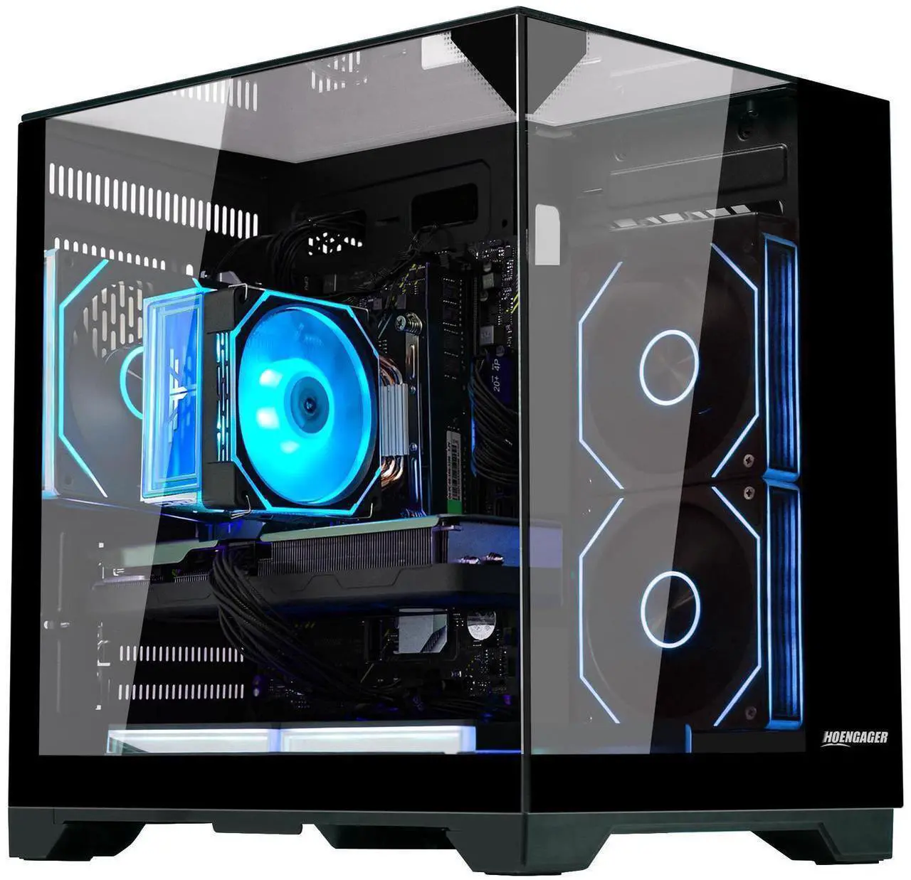 Alt view image 3 of 7 - Hoengager Horizon Gaming PC -AMD Ryzen 7 5700G 8-Core 3.8 GHz-RTX 5060 8GB -32GB DDR4 RAM-1TB PCIe SSD -WIFI &Bluetooth -RGB Fans-Windows 11 Pro Desktop Computer-Black
