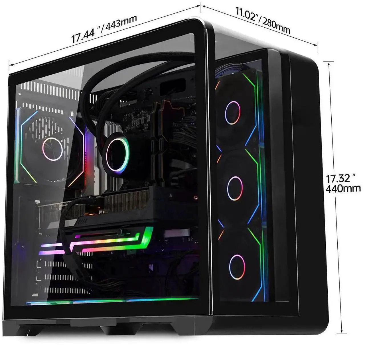 Alt view image 5 of 7 - Hoengager Astral Plus Gaming PC -AMD Ryzen 7 9800X3D 8-Core 5.2 GHz-RTX 5060 8GB -32GB DDR5 6000MHZ RAM-1TB PCIe +2TB SATA SSD -WIFI &Bluetooth -RGB Fans-Windows 11 Pro Desktop Computer-Black
