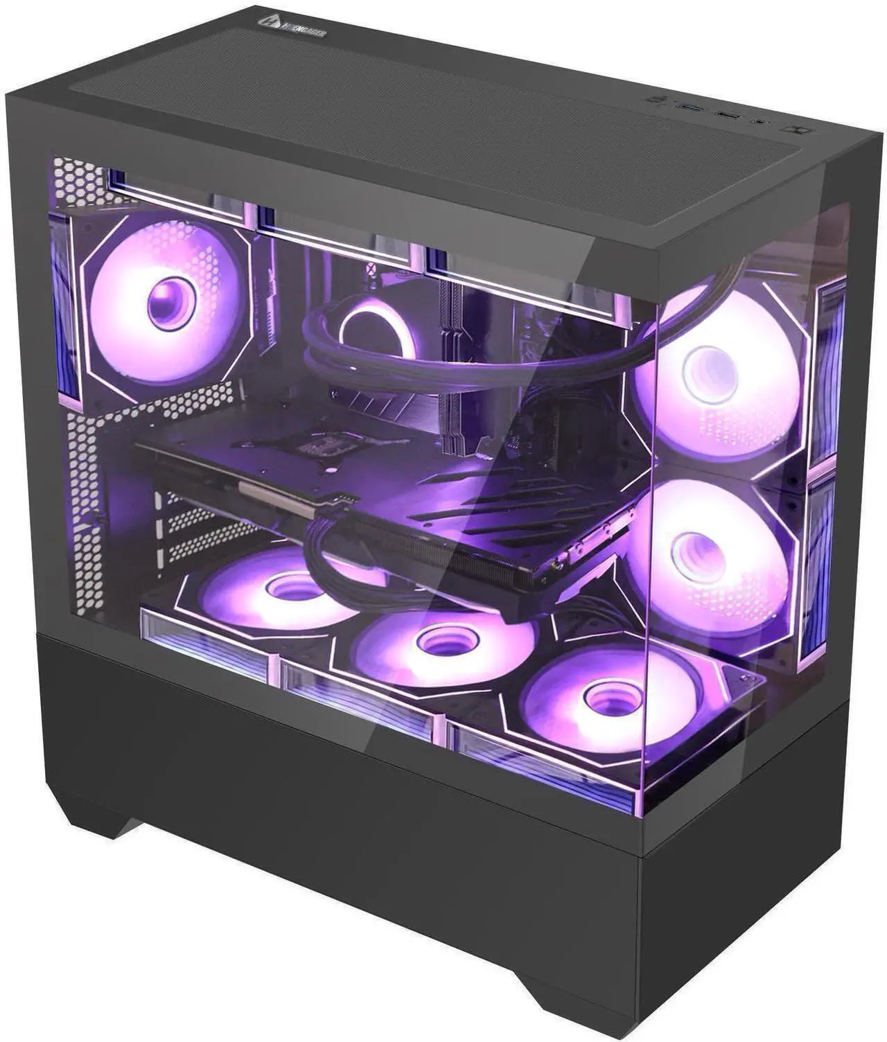 Alt view image 4 of 7 - Hoengager Gaming PC -Intel Core i7-13700K - GeForce RTX 5070 Ti 16G DLSS 4- 32GB DDR5 6000MHz - 1TB PCIe +2TB SATA SSD- Windows 11 Pro Desktop-Black