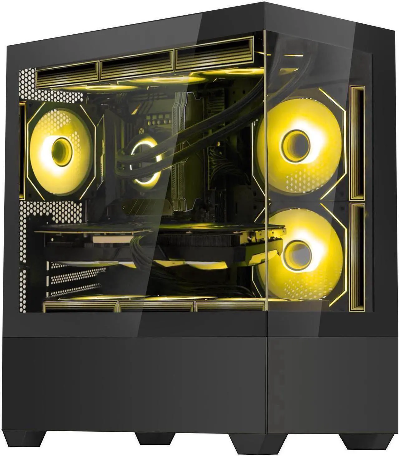 Alt view image 5 of 7 - Hoengager Gaming PC -Intel Core i7-13700K - GeForce RTX 5070 Ti 16G DLSS 4- 32GB DDR5 6000MHz - 1TB PCIe +2TB SATA SSD- Windows 11 Pro Desktop-Black