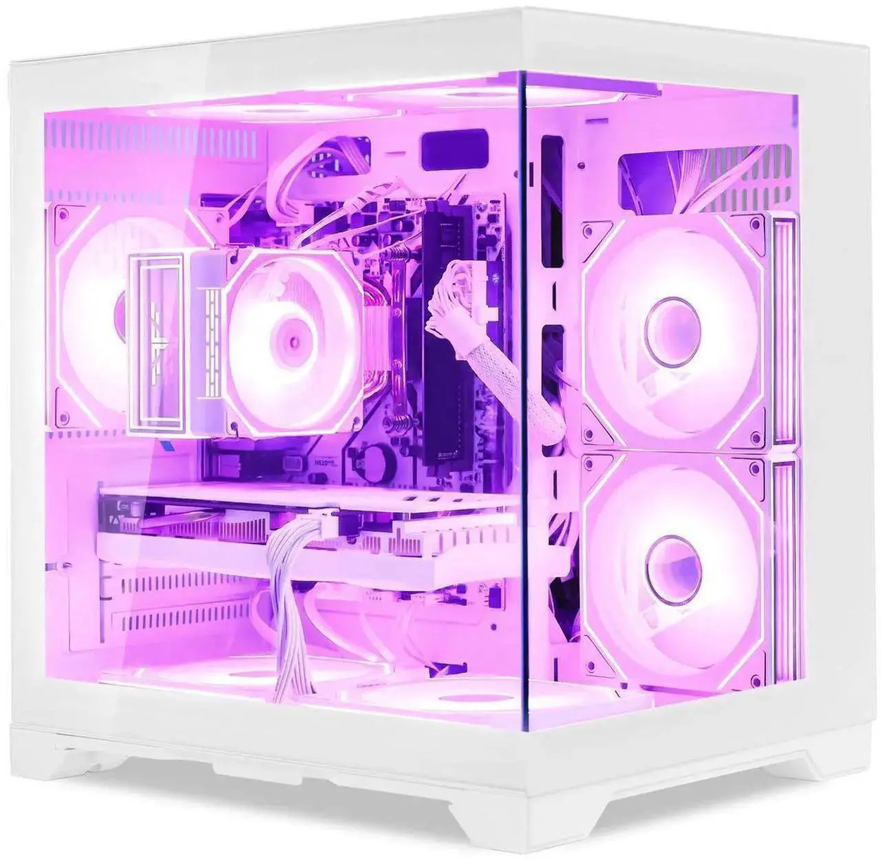 Alt view image 3 of 7 - Hoengager Gaming PC Desktop Intel Core i5-13400F 2.5 GHz 10 Core, GeForce RTX 5060 8GB , 32GB DDR4 RAM 3200MHz,1TB PCIe SSD, Wi-Fi & Bluetooth ,Windows 11 Pro  Prebuilt Tower RGB Computer-White