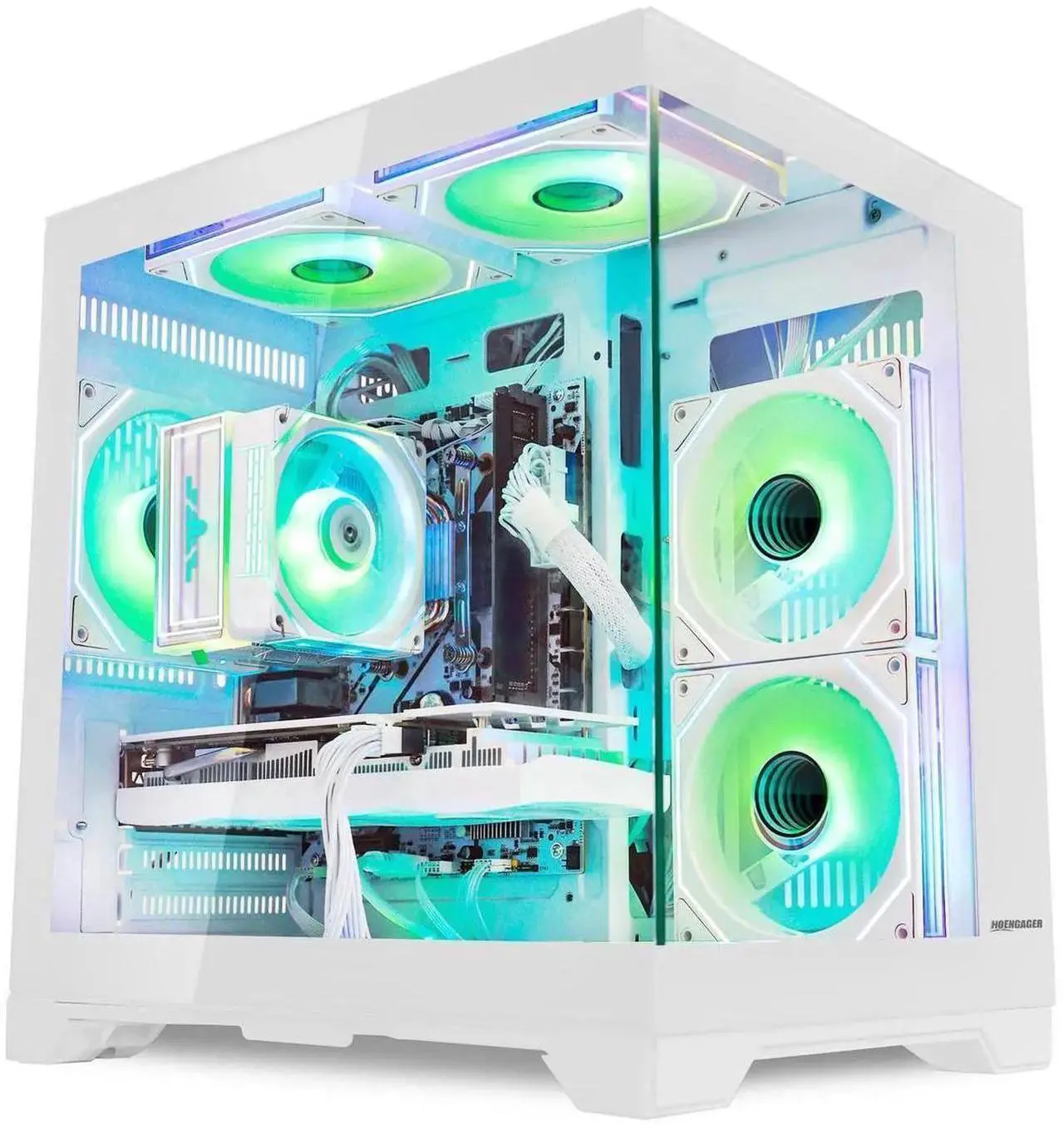 Alt view image 4 of 7 - Hoengager Gaming PC Desktop Intel Core i5-13400F 2.5 GHz 10 Core, GeForce RTX 5060 8GB , 32GB DDR4 RAM 3200MHz,1TB PCIe SSD, Wi-Fi & Bluetooth ,Windows 11 Pro  Prebuilt Tower RGB Computer-White