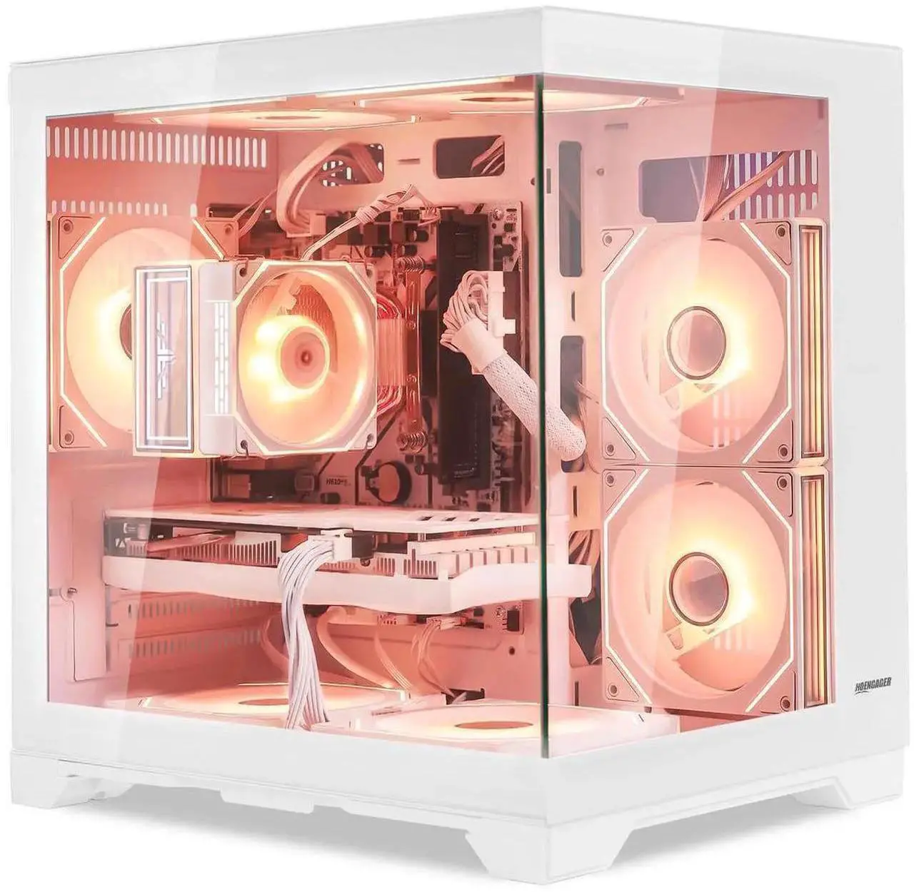 Alt view image 5 of 7 - Hoengager Gaming PC Desktop Intel Core i5-13400F 2.5 GHz 10 Core, GeForce RTX 5060 8GB , 32GB DDR4 RAM 3200MHz,1TB PCIe SSD, Wi-Fi & Bluetooth ,Windows 11 Pro  Prebuilt Tower RGB Computer-White