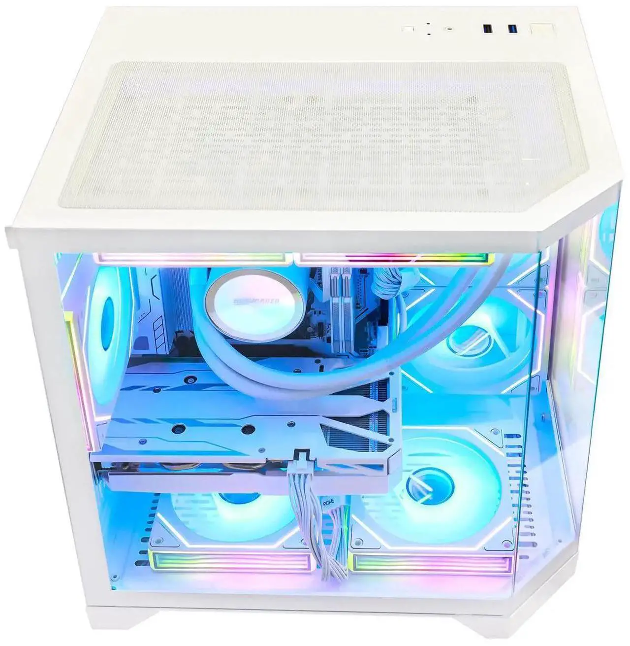 Alt view image 6 of 7 - Hoengager Gaming PC AMD Ryzen 7 7800X3D  8-Core 4.2 GHz,RTX 4060 8G , 32GB DDR5 RAM 6000MHz,1TB PCIe +4TB SATA SSD, WIFI&Bluetooth Windows 11 Pro-White