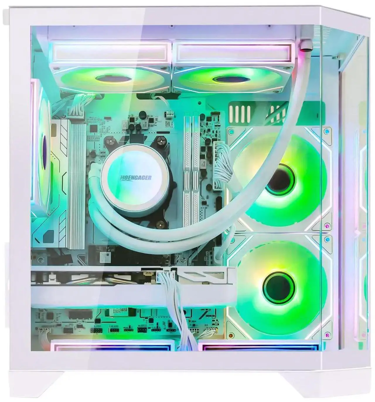 Alt view image 2 of 7 - Hoengager Gaming PC AMD Ryzen 7 7800X3D  8-Core 4.2 GHz,RTX 4060 8G , 32GB DDR5 RAM 6000MHz,1TB PCIe +4TB SATA SSD, WIFI&Bluetooth Windows 11 Pro-White