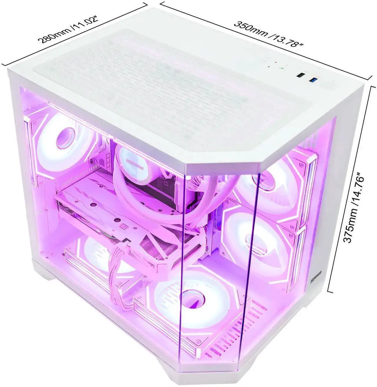 Alt view image 4 of 7 - Hoengager Gaming PC AMD Ryzen 7 7800X3D  8-Core 4.2 GHz,RTX 4060 8G , 32GB DDR5 RAM 6000MHz,1TB PCIe +4TB SATA SSD, WIFI&Bluetooth Windows 11 Pro-White