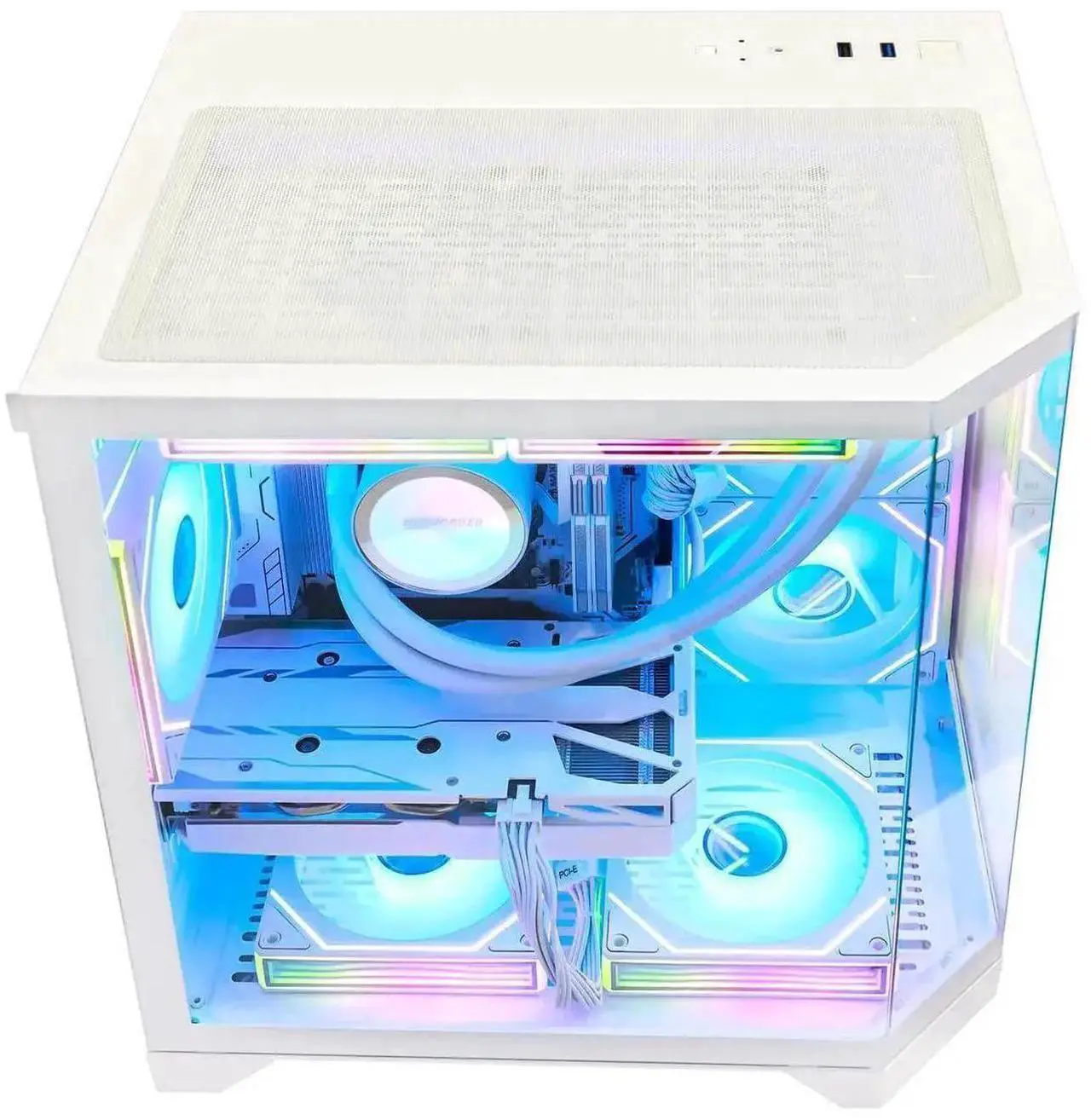Alt view image 6 of 7 - Hoengager Ocean of Stars Gaming PC -AMD Ryzen 7 7800X3D 4.2 GHz, RTX 4060 8G ,32GB DDR5 RAM 5600MHz,1TB PCIe SSD, WIFI&Bluetooth ,Windows 11 Pro 64-bit -White