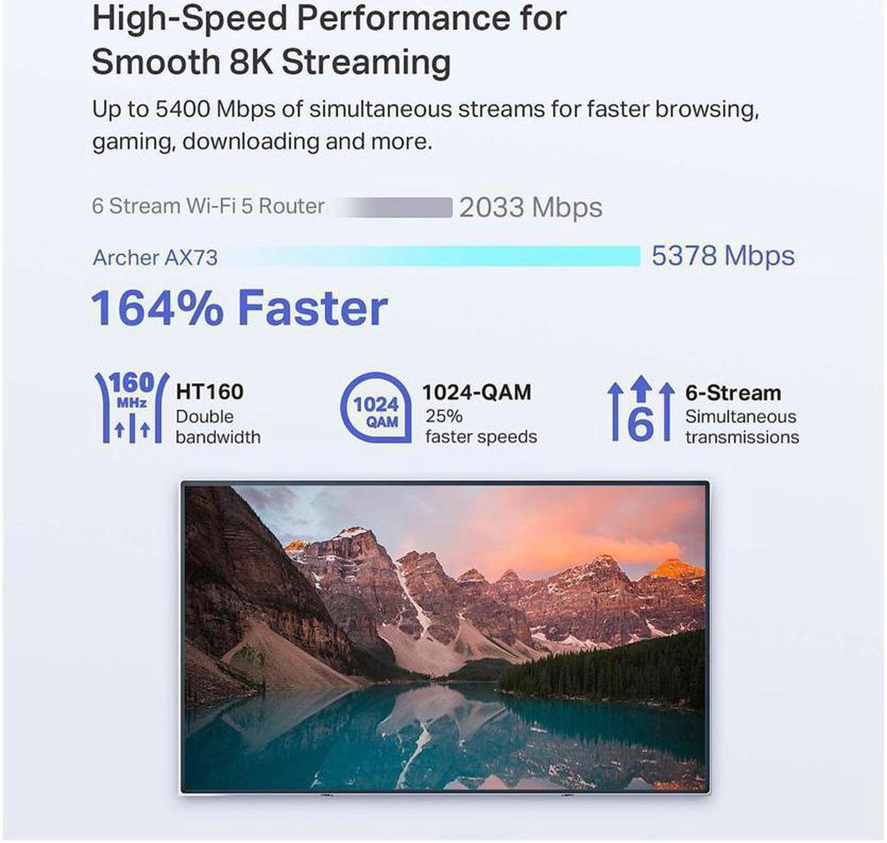 Alt view image 2 of 7 - TP-Link AX5400 WiFi 6 Router (Archer AX73) - Dual Band Gigabit Wireless Internet Router, High-Speed ax Router for Streaming, Long Range Coverage