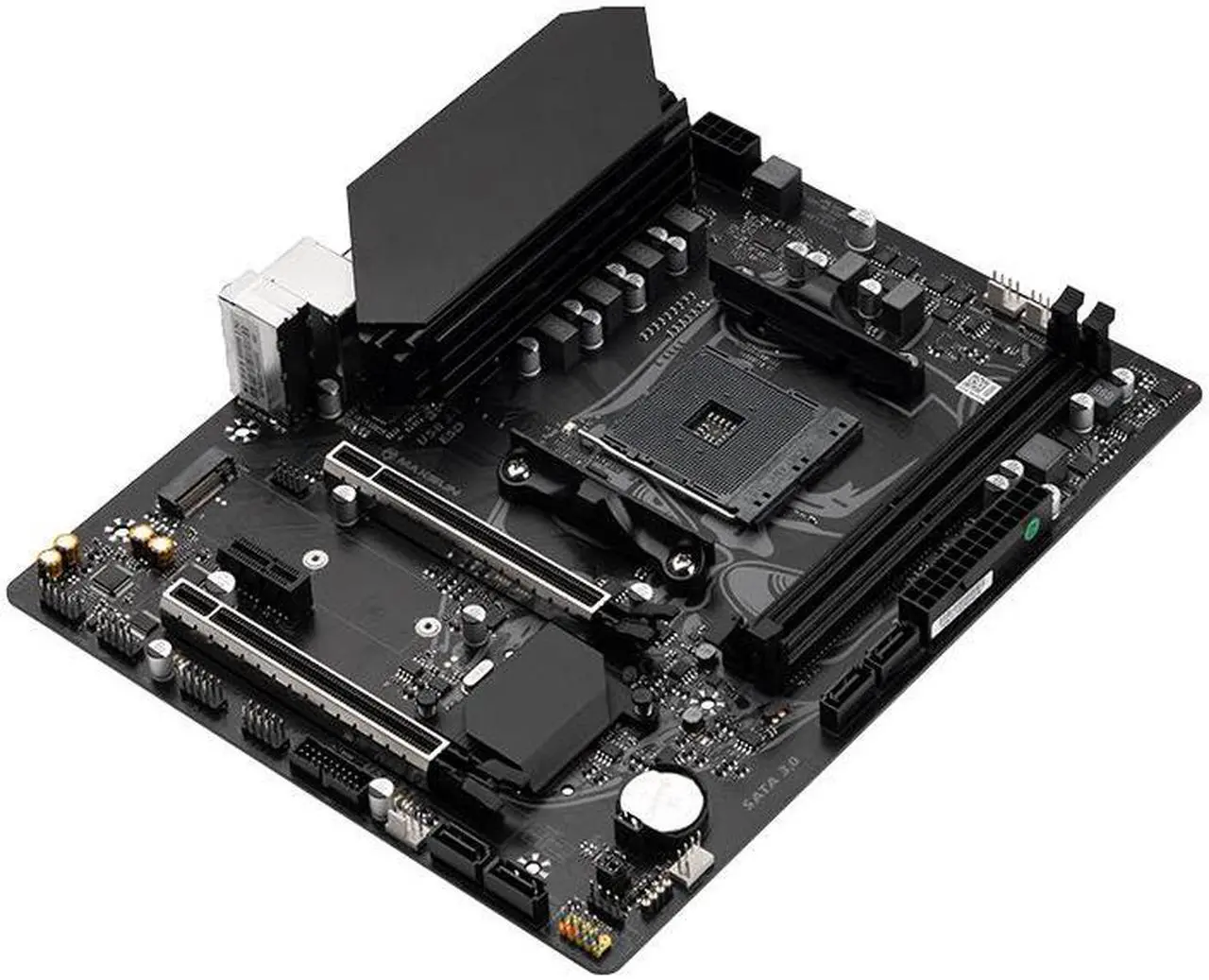 Alt view image 2 of 5 - Hoengager B550 AMD Support Ryzen 5000 series, M.2 (PCI-E 4.0), DDR4 3200/3333 XMP, HDMI + VGA, Support RAID, 2.5Gbps LAN, B550 M-ATX Motherboard