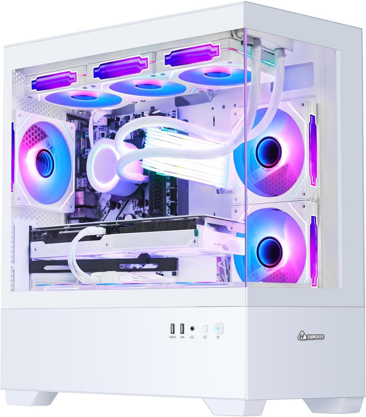 Alt view image 3 of 7 - Hoengager Ocean Park Gaming PC Desktop-AMD Ryzen 7 5700X 3.4 GHz 8-Core, 32GB DDR4 RAM,1TB PCI-E  SSD, RTX 4060 8G, 360 Liquid-Cooled,RGB Fans, WIFI &Bluetooth ,Win 11 Pro 64bit -White
