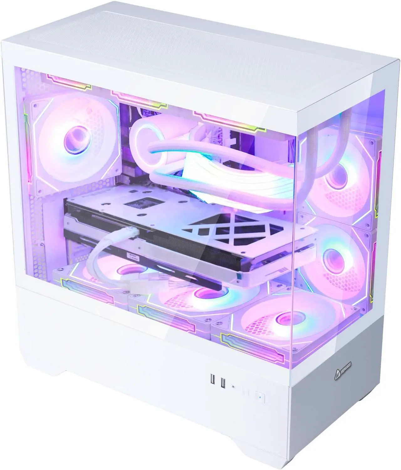 Alt view image 5 of 7 - Hoengager Ocean Park Gaming PC Desktop-AMD Ryzen 7 5700X 3.4 GHz 8-Core, 32GB DDR4 RAM,1TB PCI-E  SSD, RTX 4060 8G, 360 Liquid-Cooled,RGB Fans, WIFI &Bluetooth ,Win 11 Pro 64bit -White